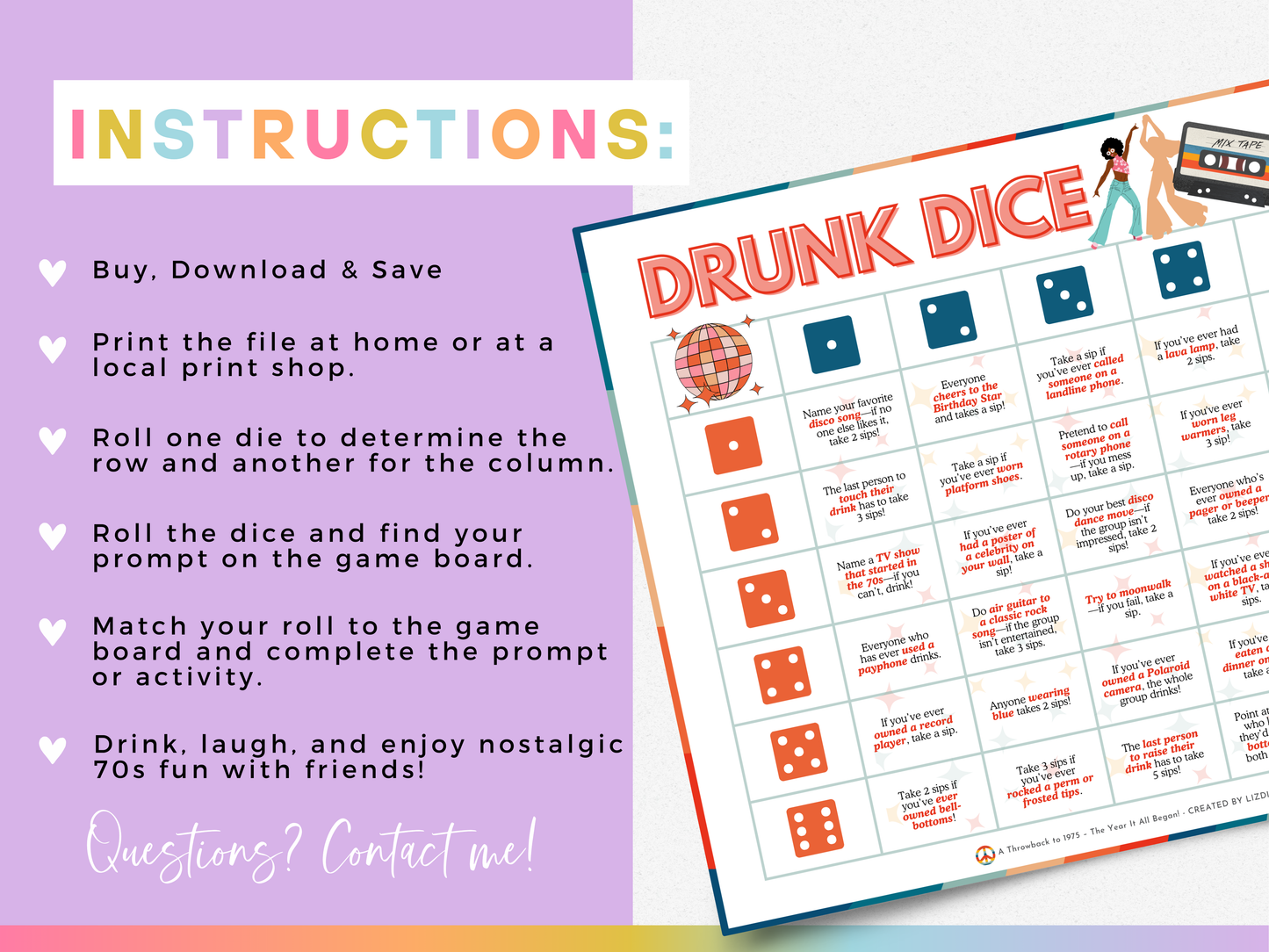 Drunk Dice - Born in 1975 Edition