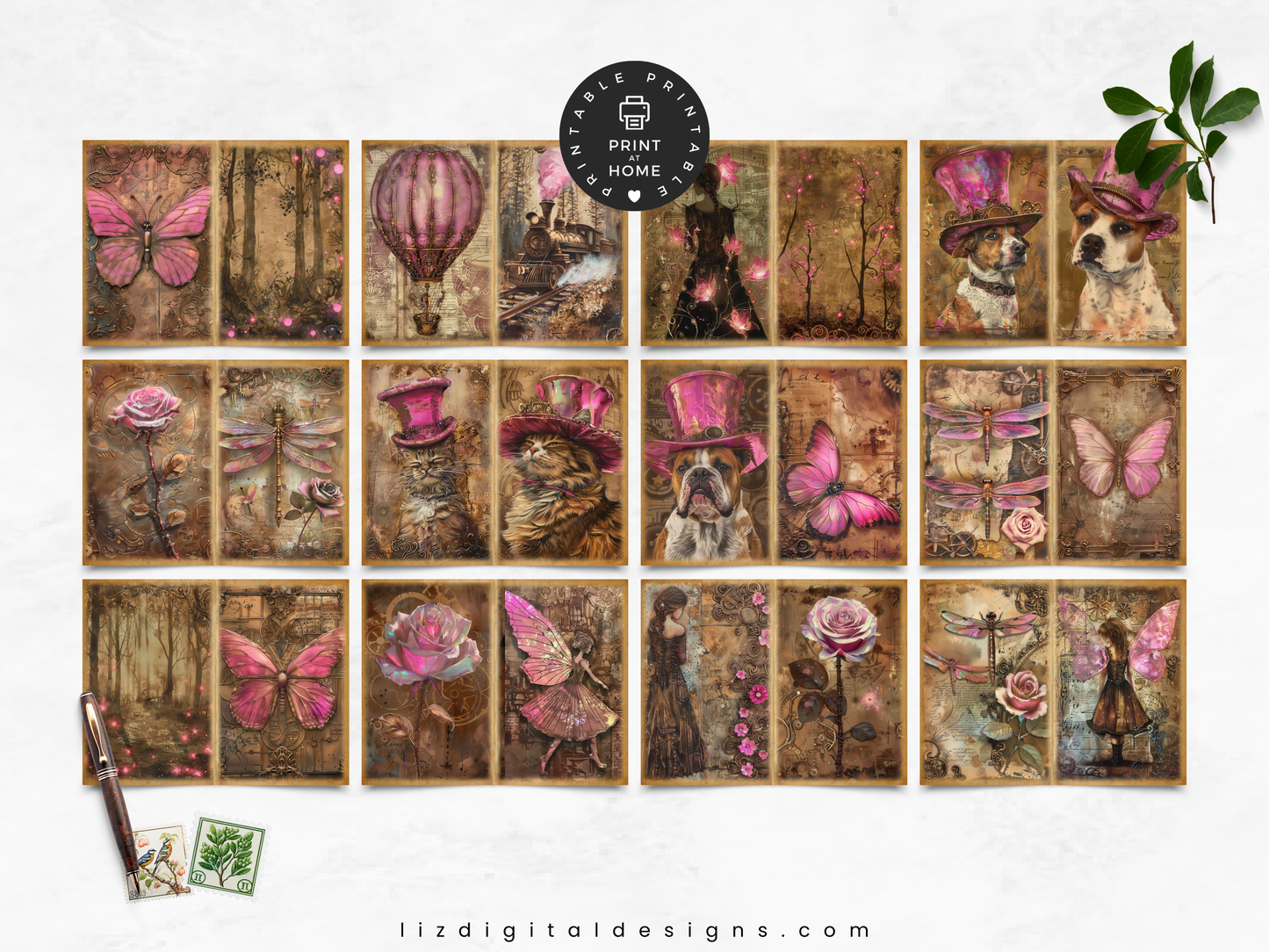 Pink Steampunk - Junk Journal & Scrapbooking Paper