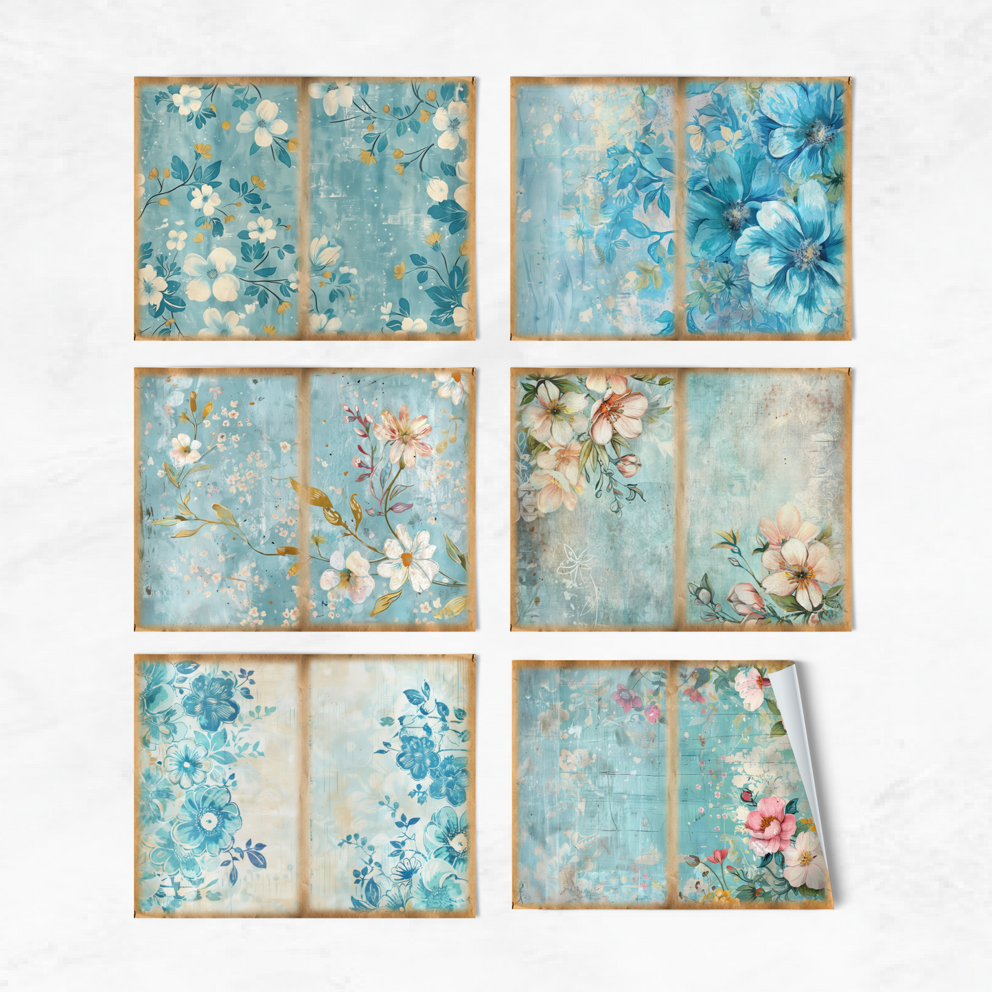 Blue Shabby Chic - Junk Journal & Scrapbooking Papers