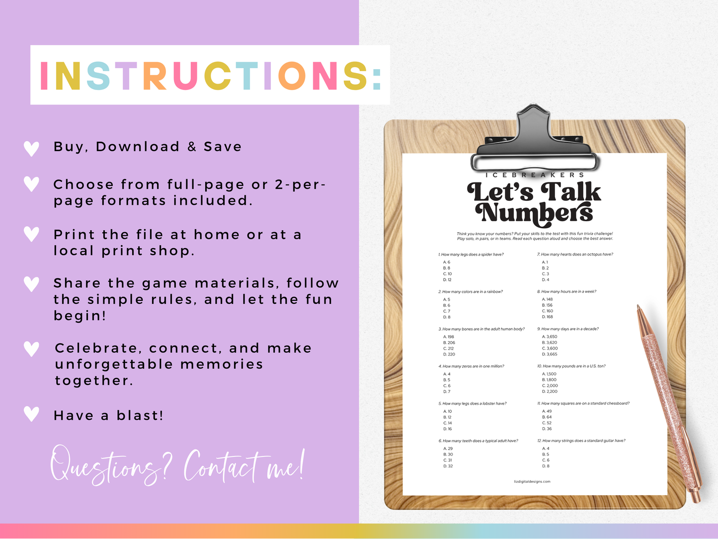Icebreakers Party Game - Let's Talk Numbers