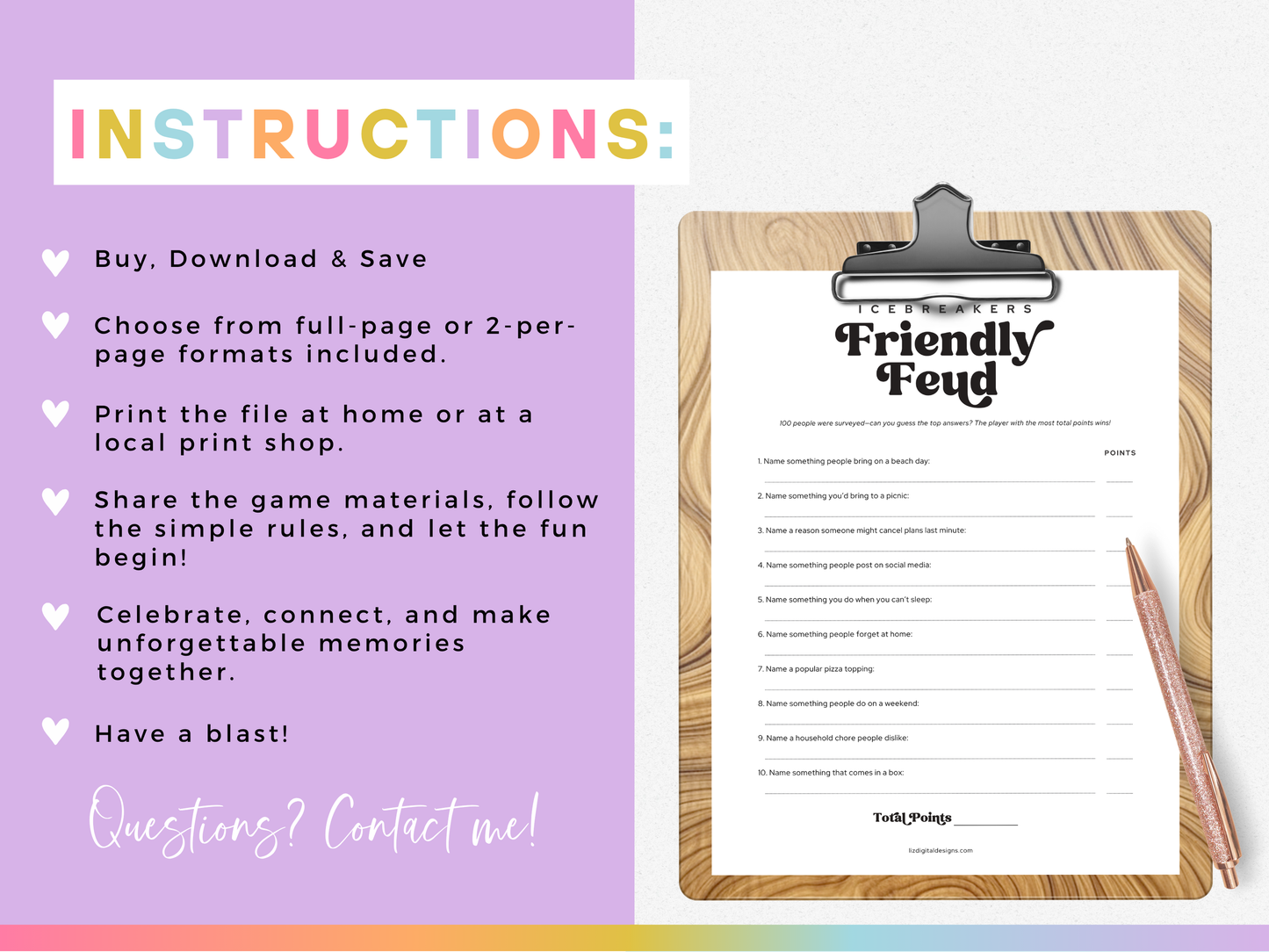 Icebreakers Party Game - Friendly Feud