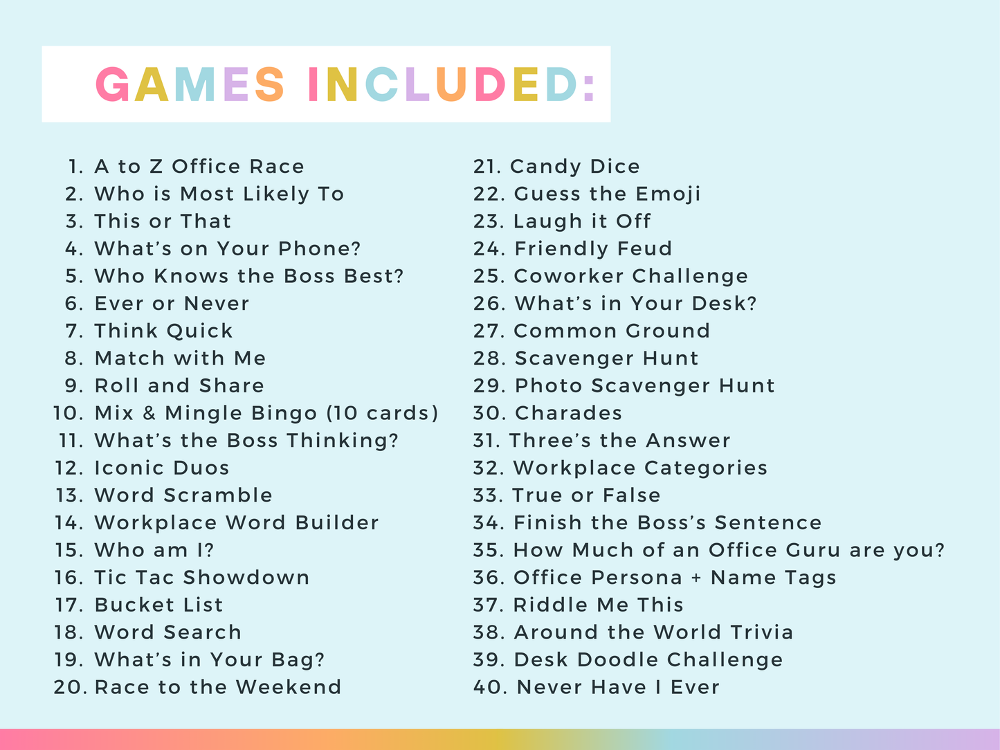 Office Party Game Pack (40 Games)