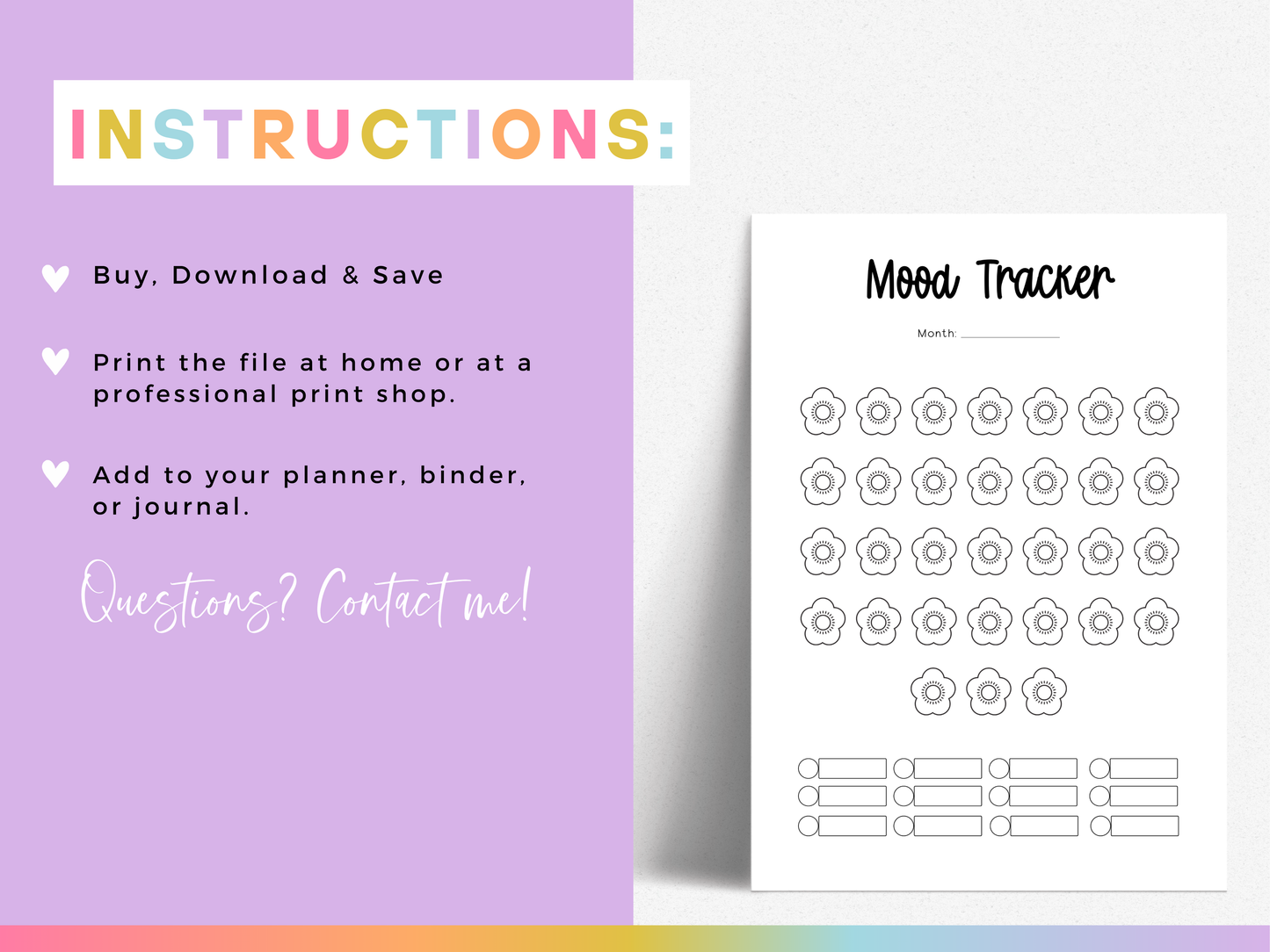 Chinese Blossoms Mood Tracker (Planner Insert)