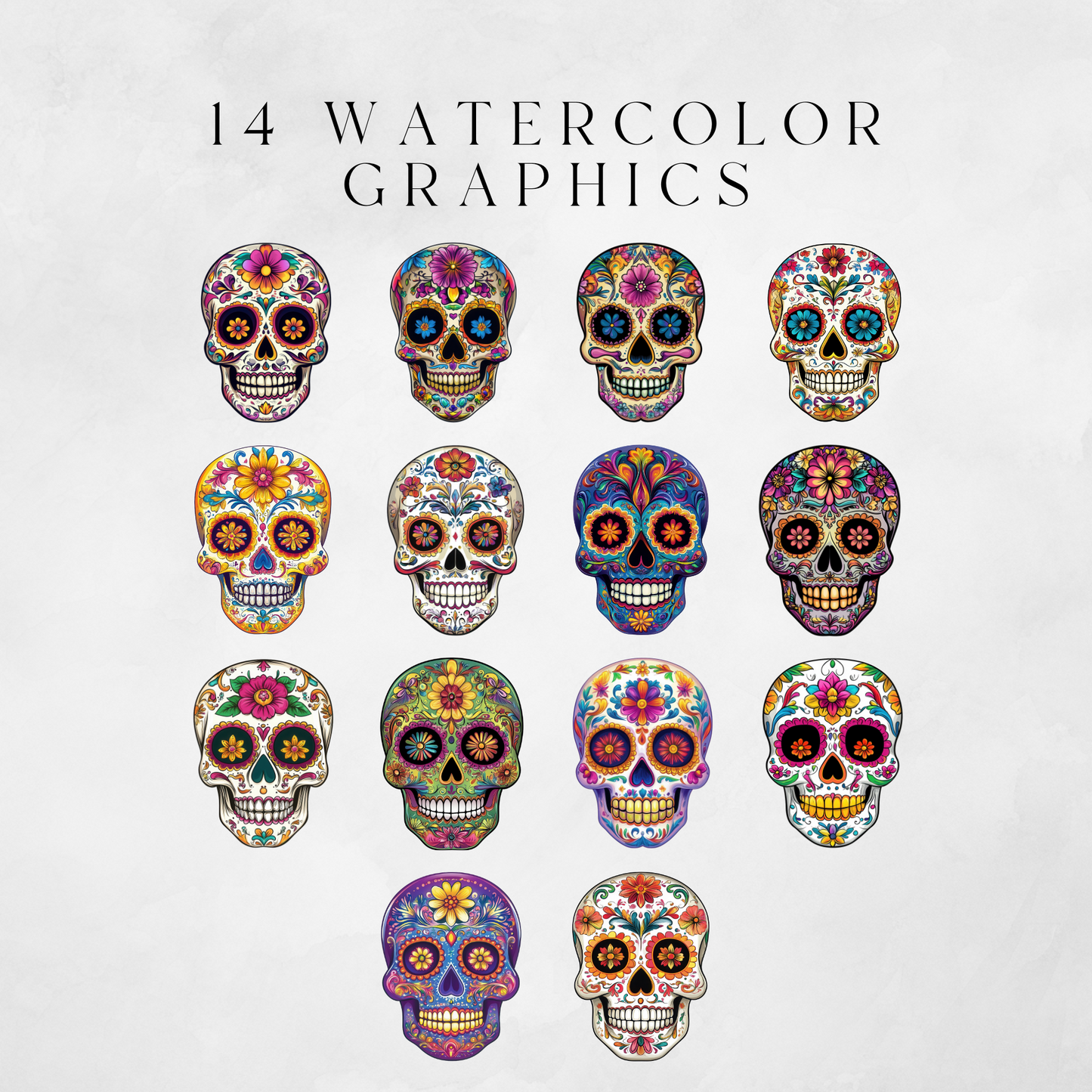 Floral Skulls Clipart Pack