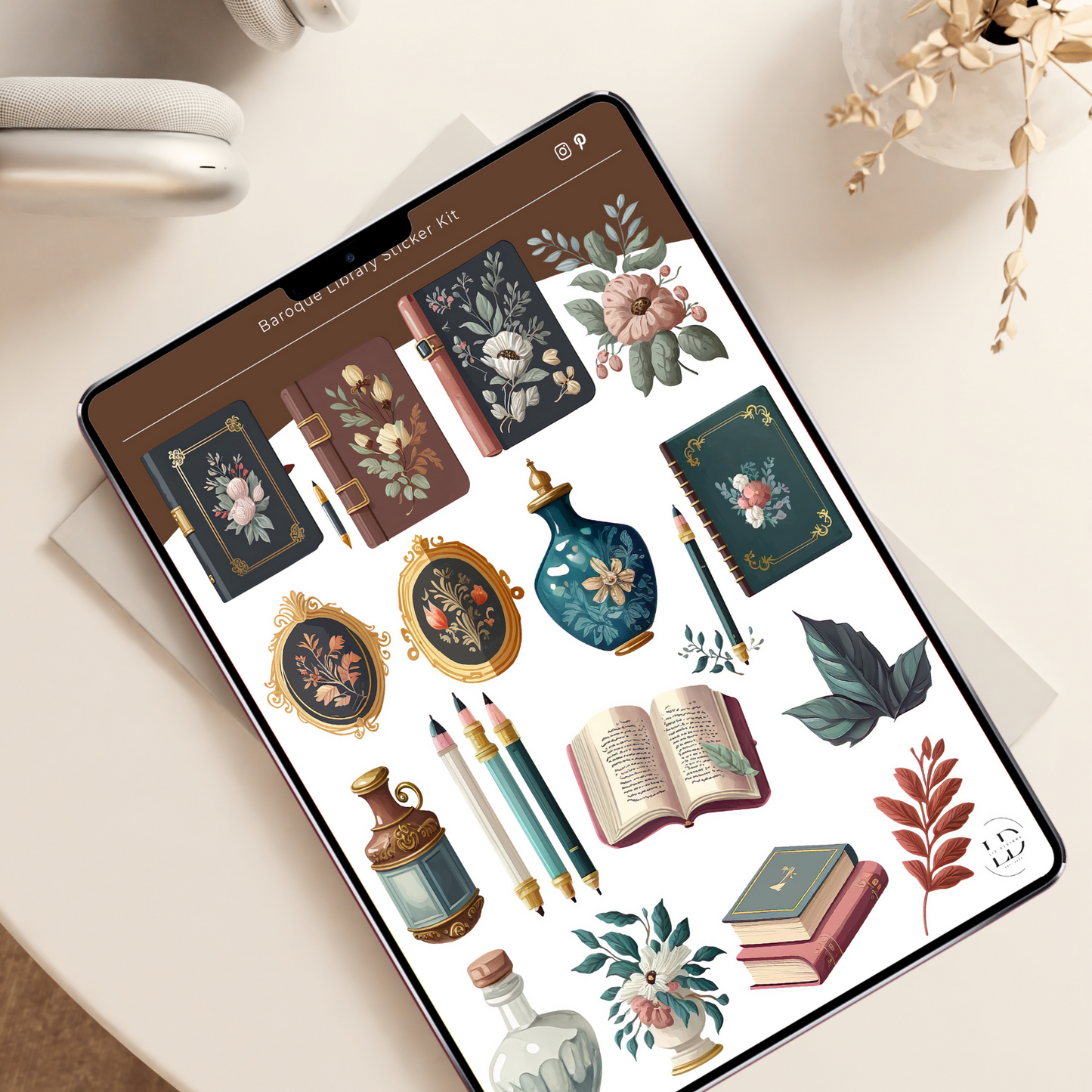 Baroque Library Digital Sticker Pack