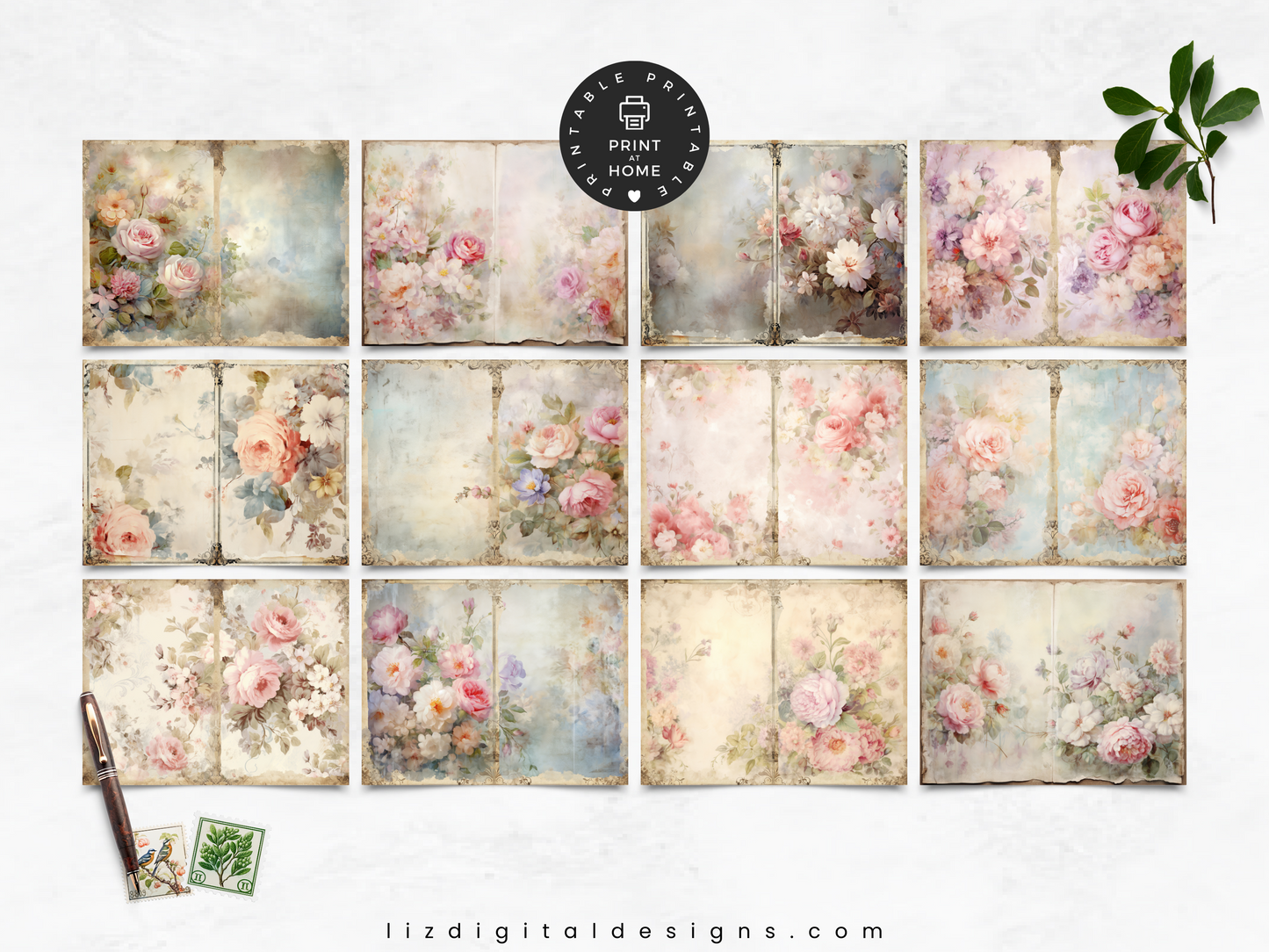 Shabby Chic Florals Vol 2 - Junk Journal & Scrapbooking Paper