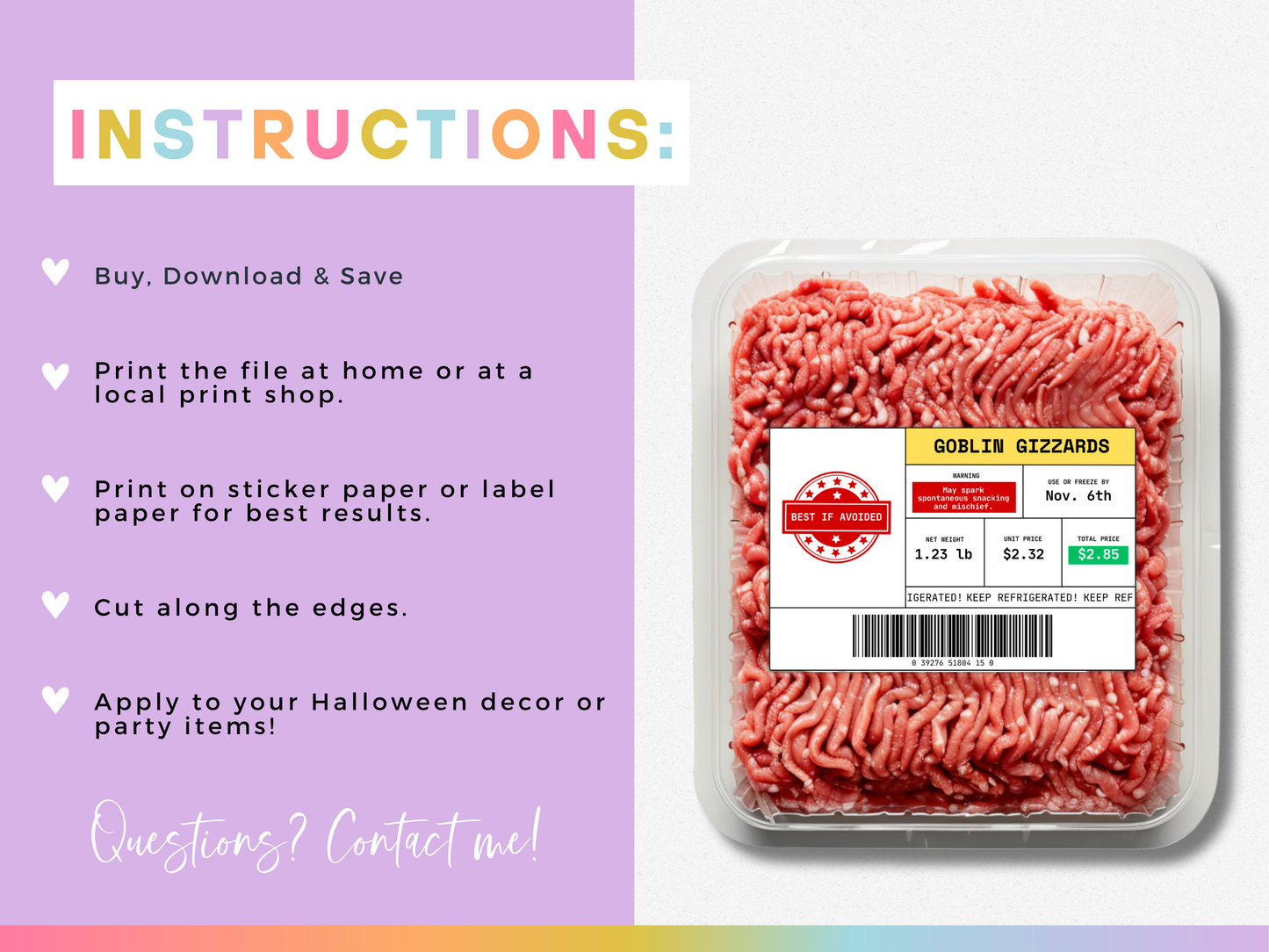 Halloween Fake Meat Labels