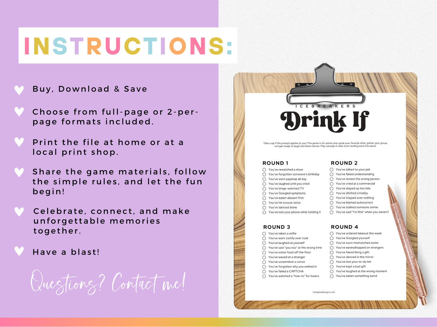 Icebreakers Party Game - Drink If