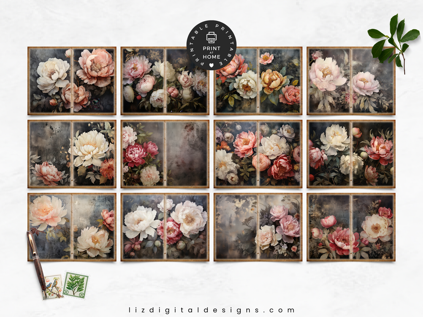 Vintage Peonies Vol 4 - Junk Journal & Scrapbooking Paper