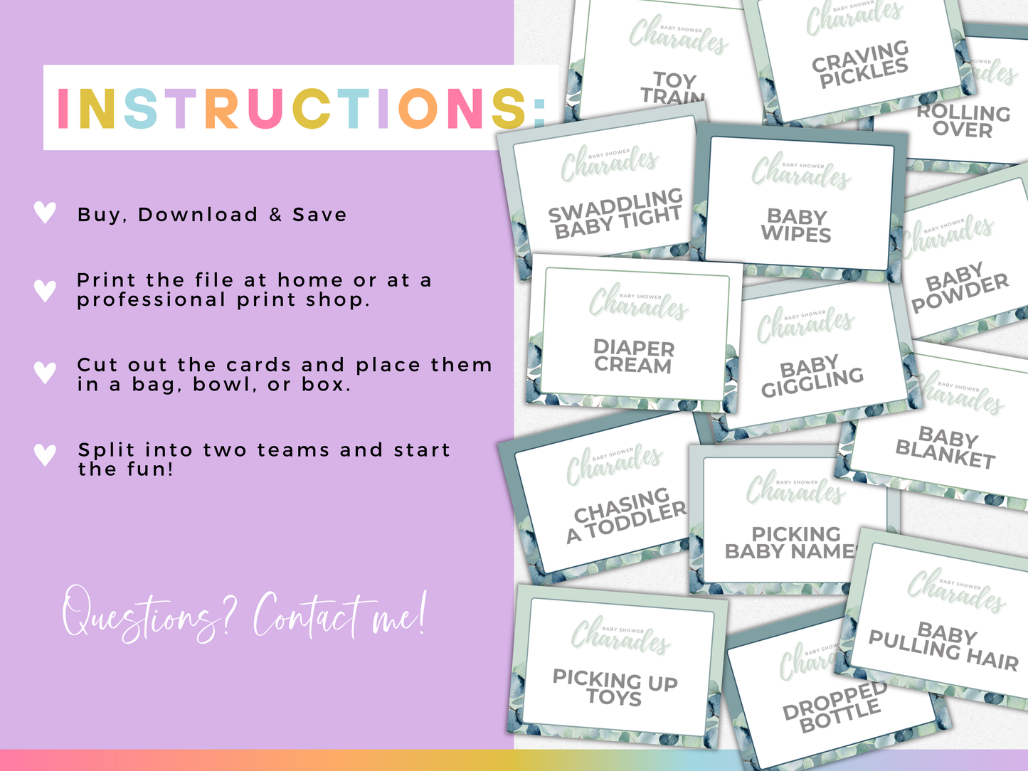 Baby Shower Charades - Neutral Edition