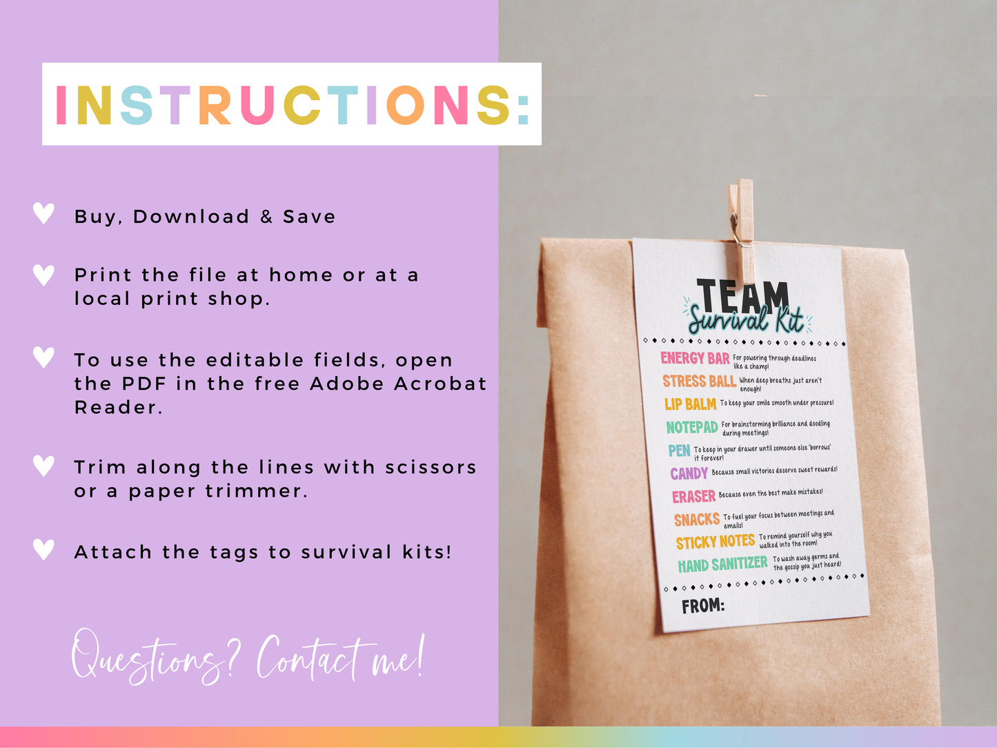 Team Survival Kit Tags