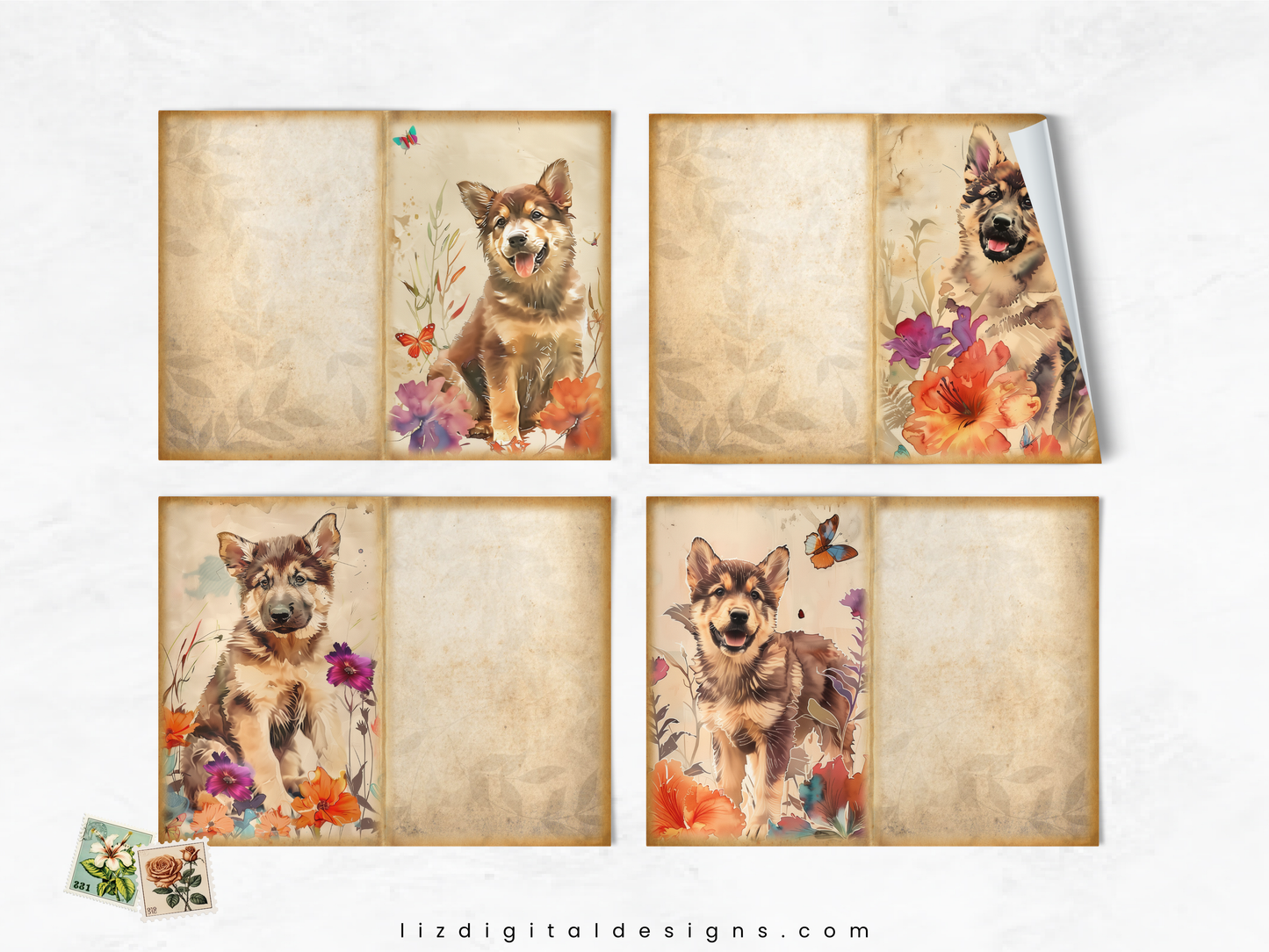 German Shepherd Puppy Vol 2 - Junk Journal & Scrapbooking Paper