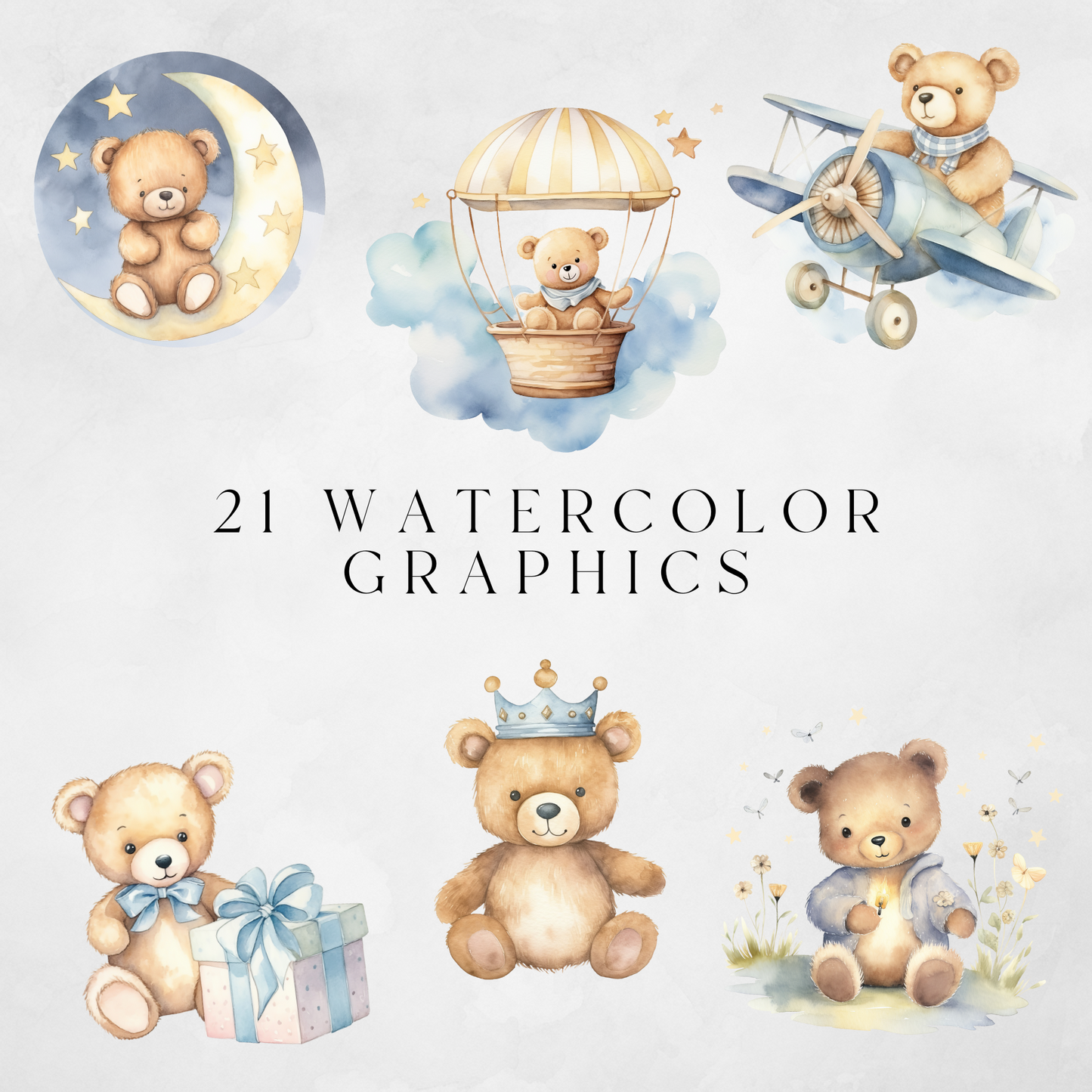 Blue Baby Bear Clipart Pack