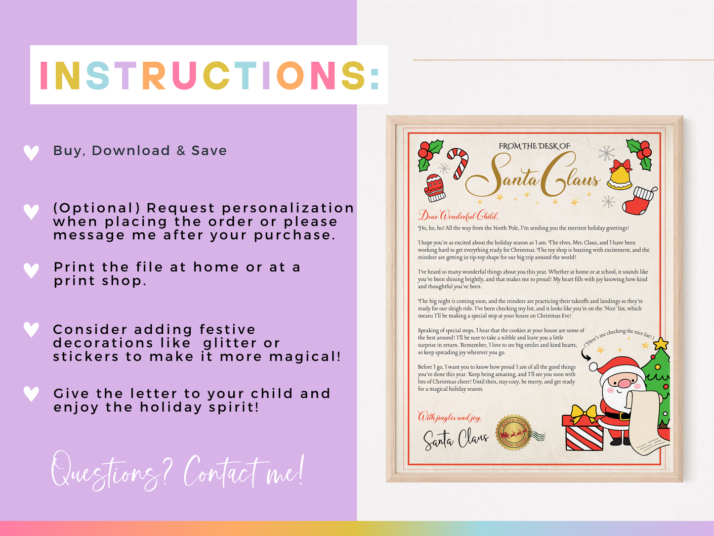 Personalized Letter from Santa + Bonus Nice List Certificate