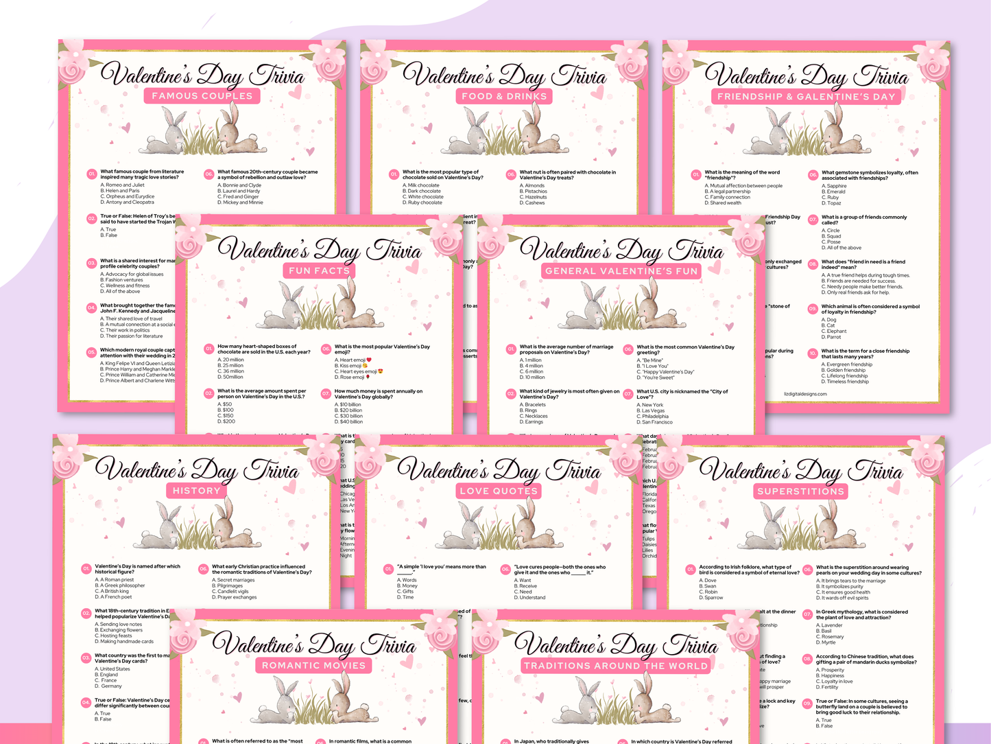 Valentine's Day Trivia Game Bundle