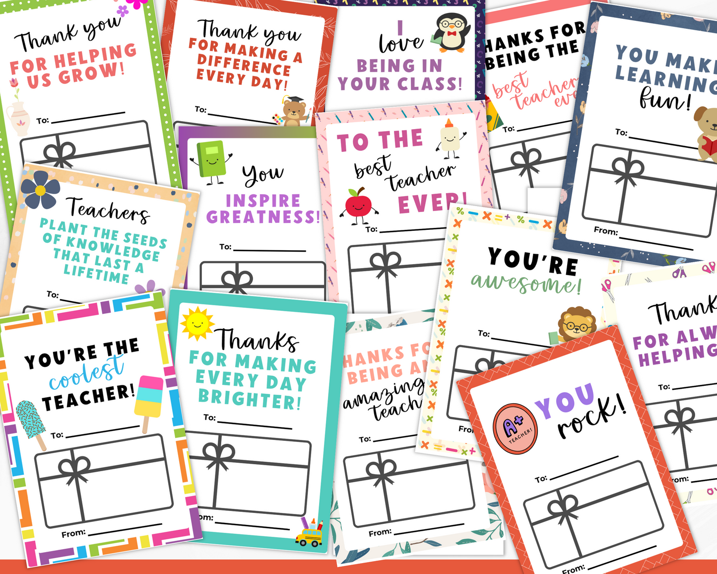 Teacher Appreciation Gift Card Book