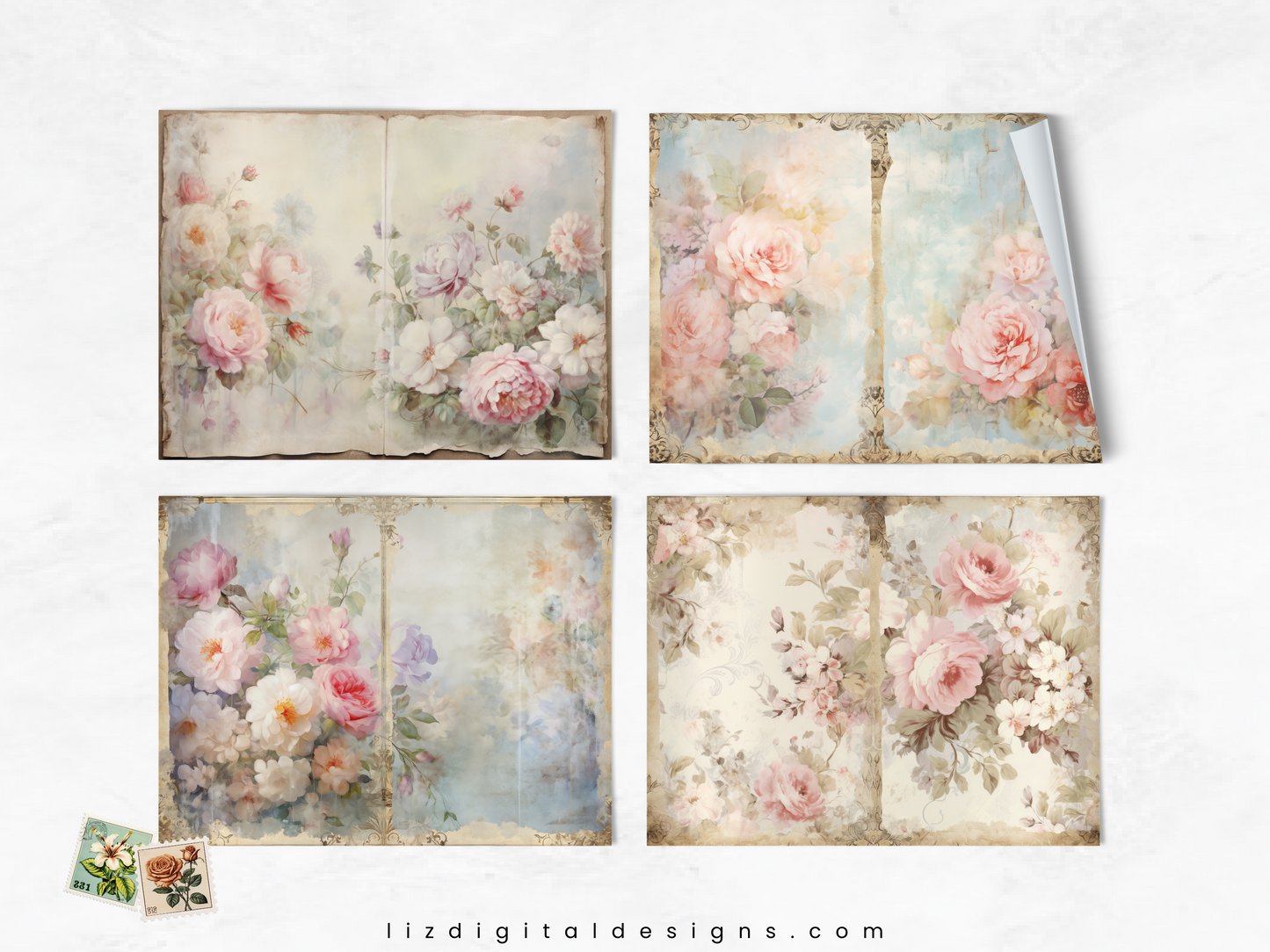 Shabby Chic Florals Vol 2 - Junk Journal & Scrapbooking Paper