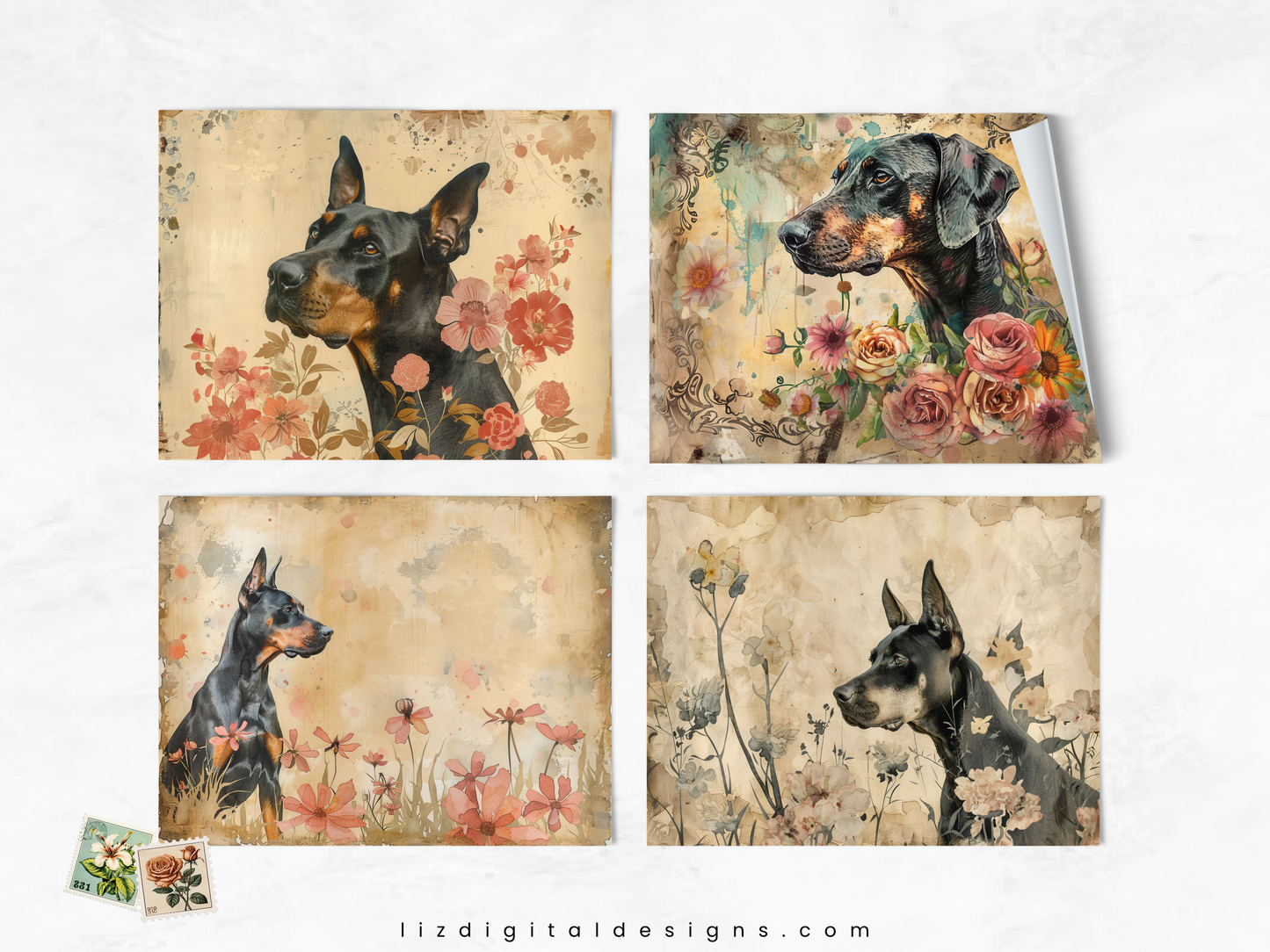 Doberman Pinschers Vol 2 - Junk Journal & Scrapbooking Paper