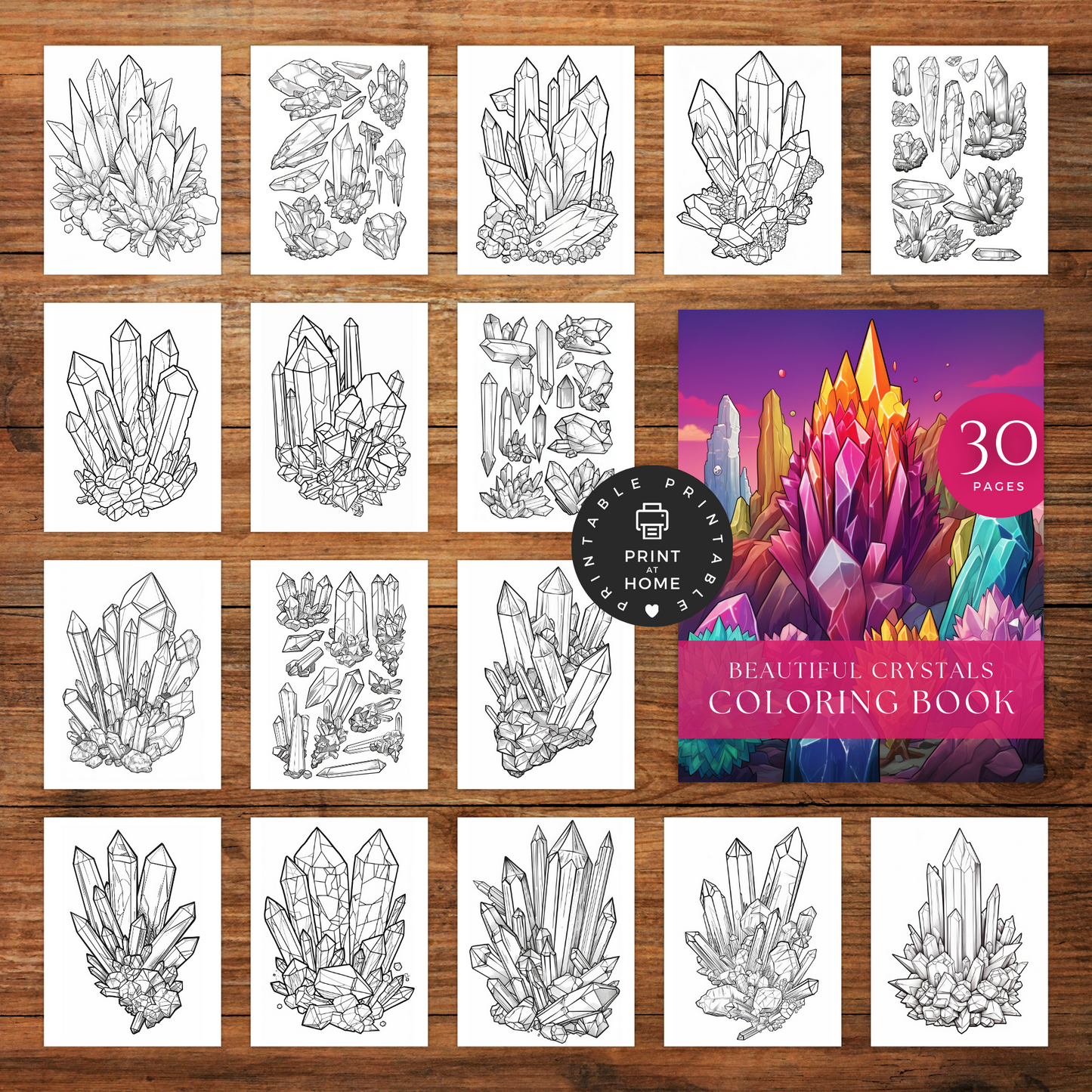 Beautiful Crystals - Coloring Book