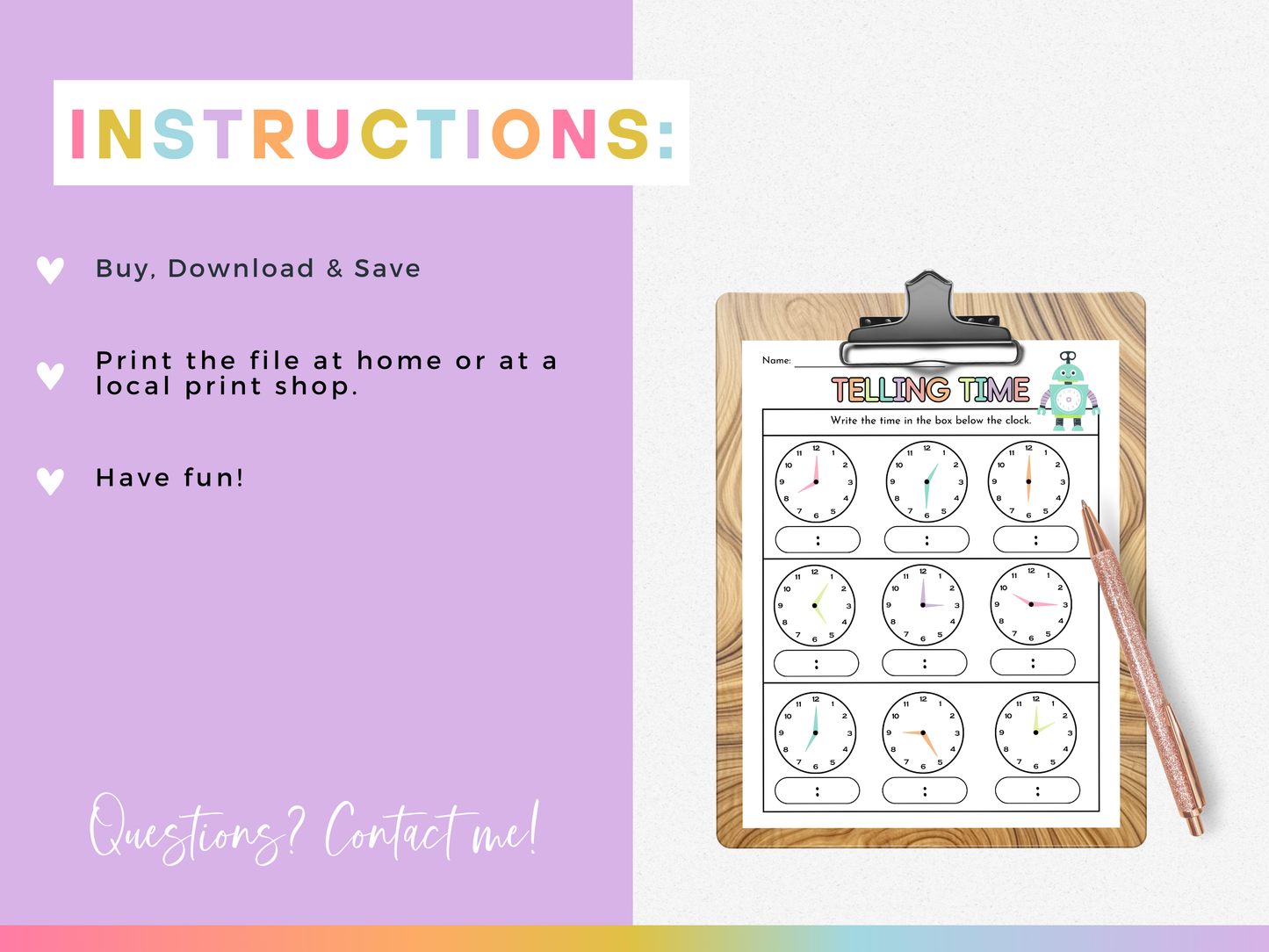 Telling Time Worksheets