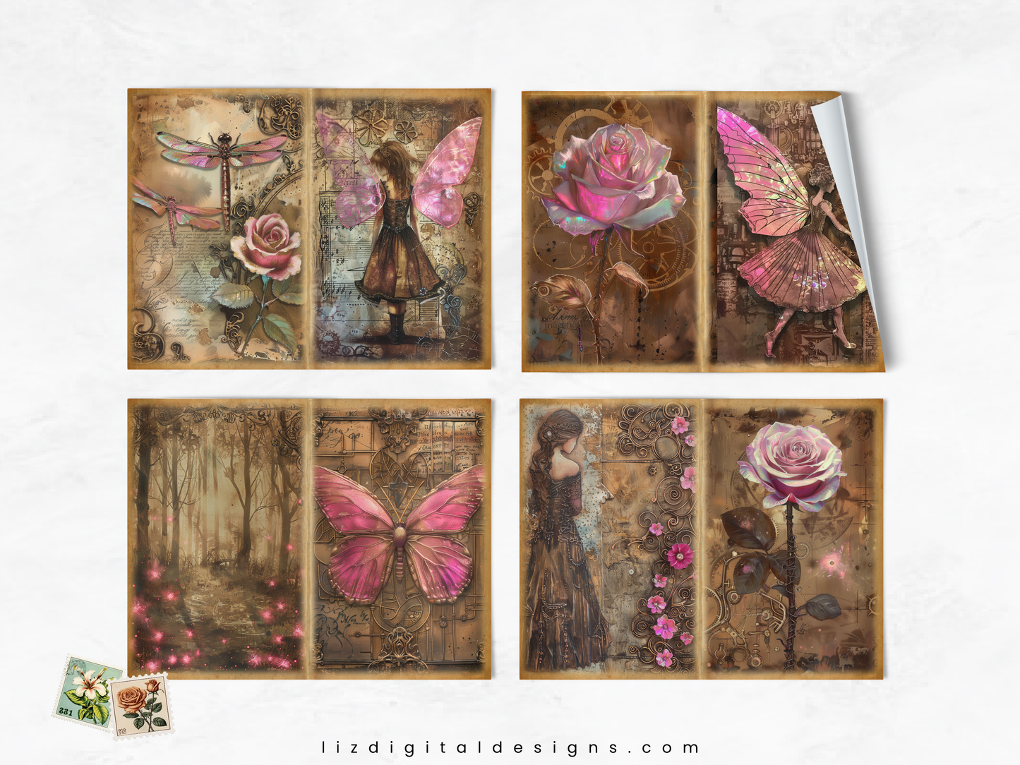 Pink Steampunk - Junk Journal & Scrapbooking Paper