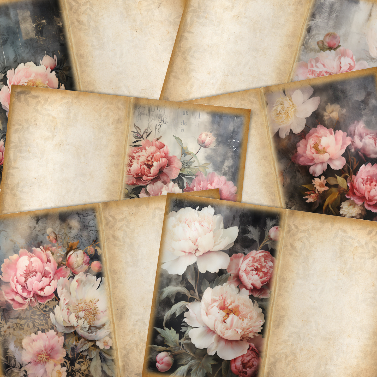 Vintage Peonies Vol 1 - Junk Journal & Scrapbooking Papers