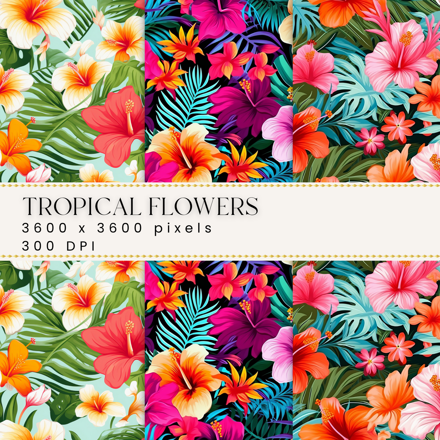 Tropical Flowers Digital Papers