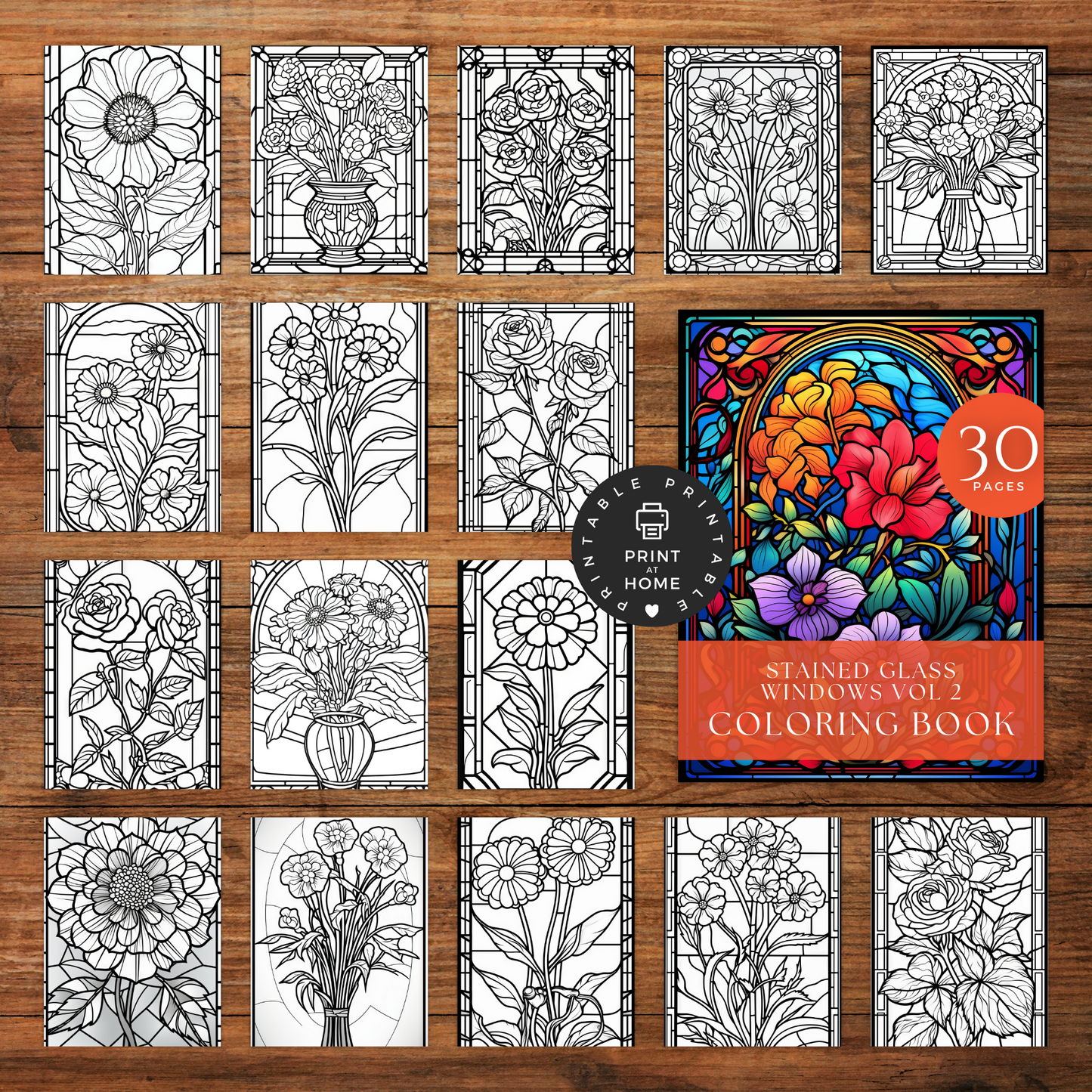 Stained Glass Windows Volume 2 - Coloring Book