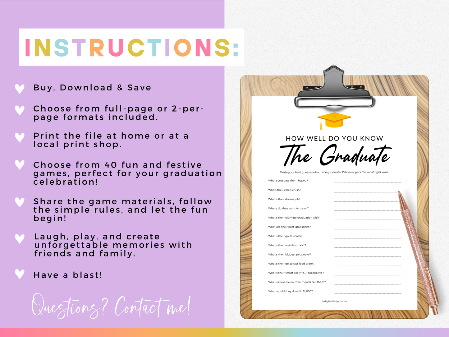 Graduation Party Game Pack