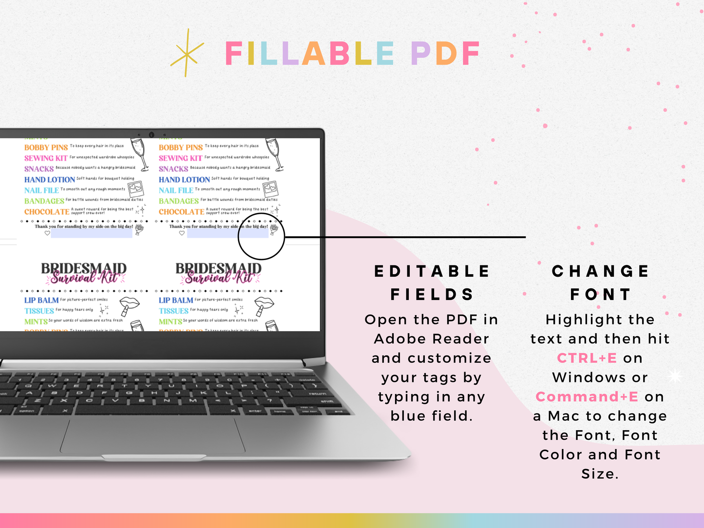 Bridesmaid Survival Kit Tags