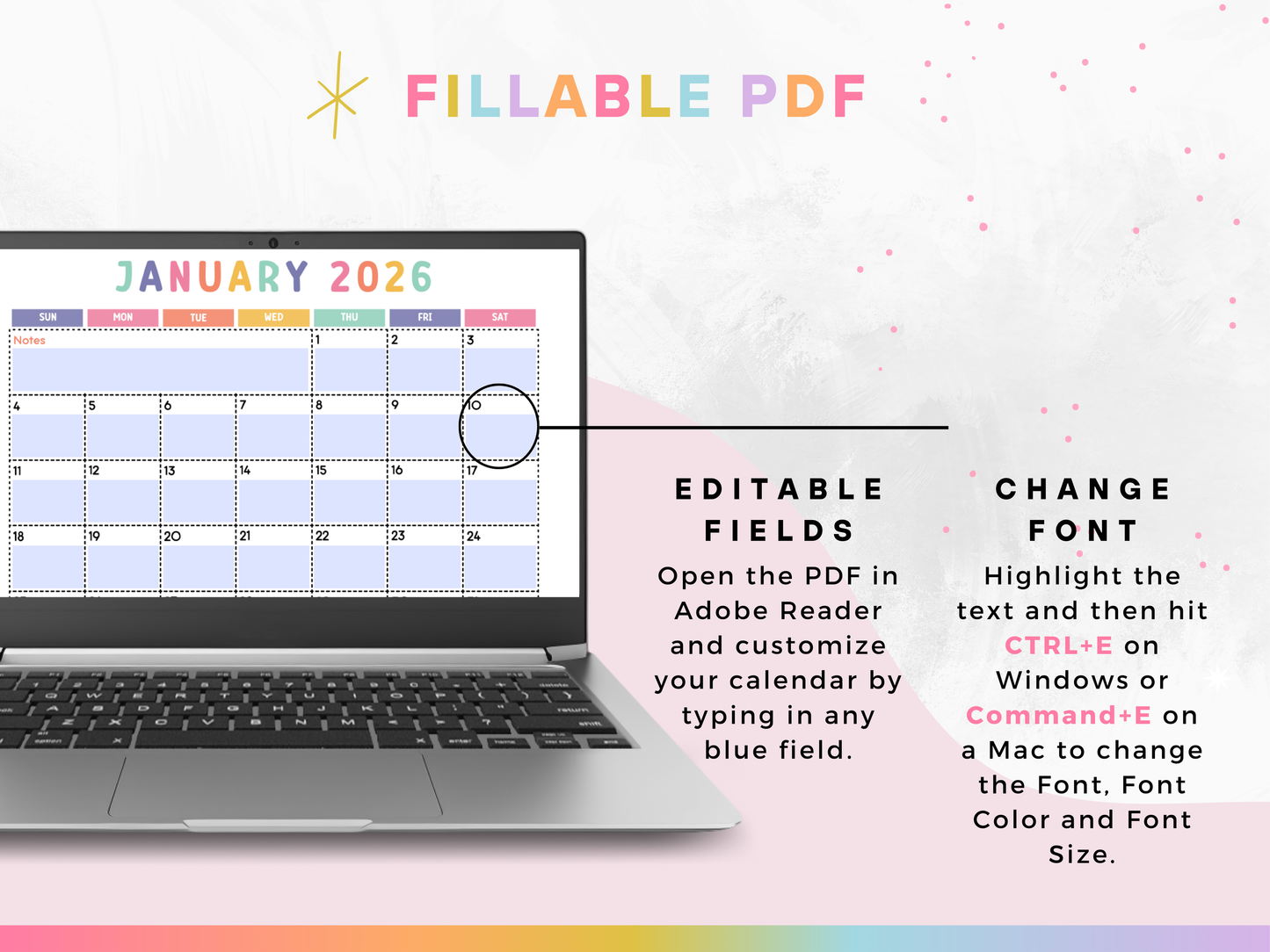 2025-2026 School Year Calendar (Fillable PDF)