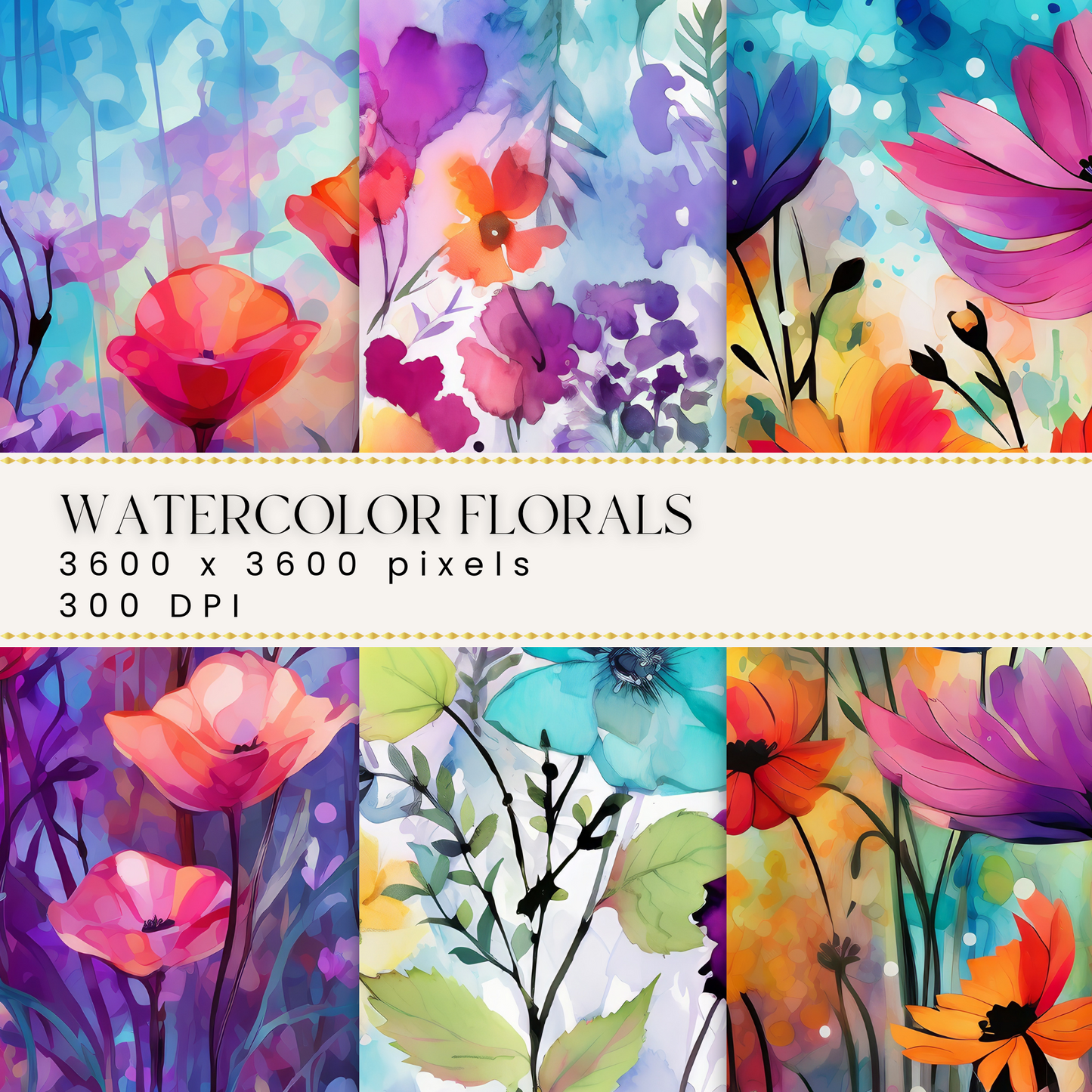 Watercolor Florals Digital Papers