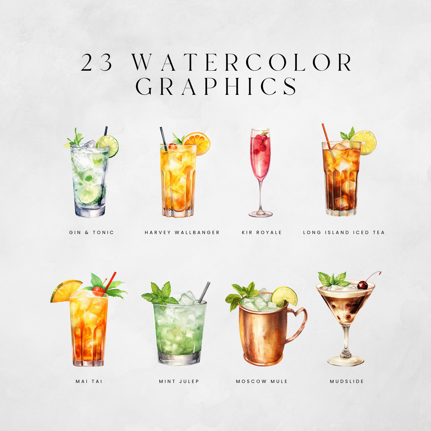 Watercolor Cocktails Volume 1 Clipart Pack