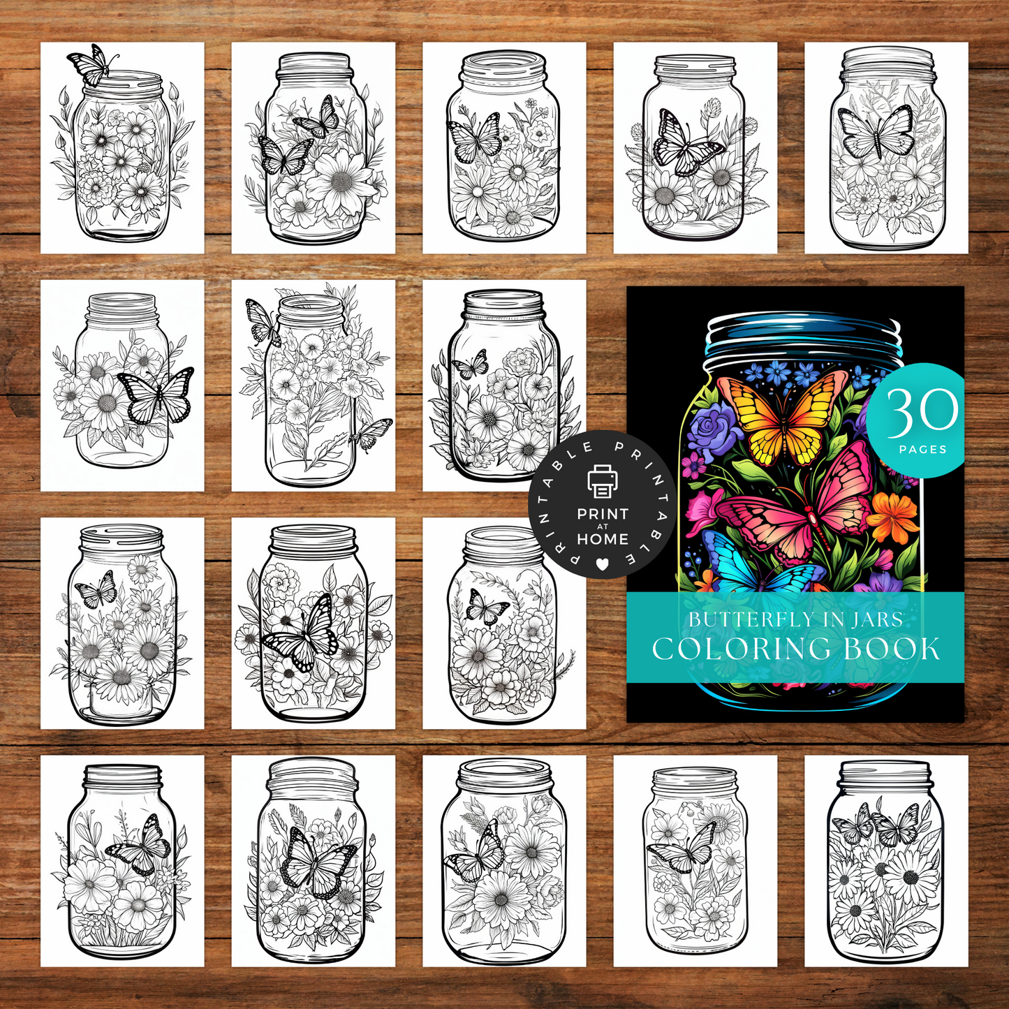 Butterflies in Jars - Coloring Book