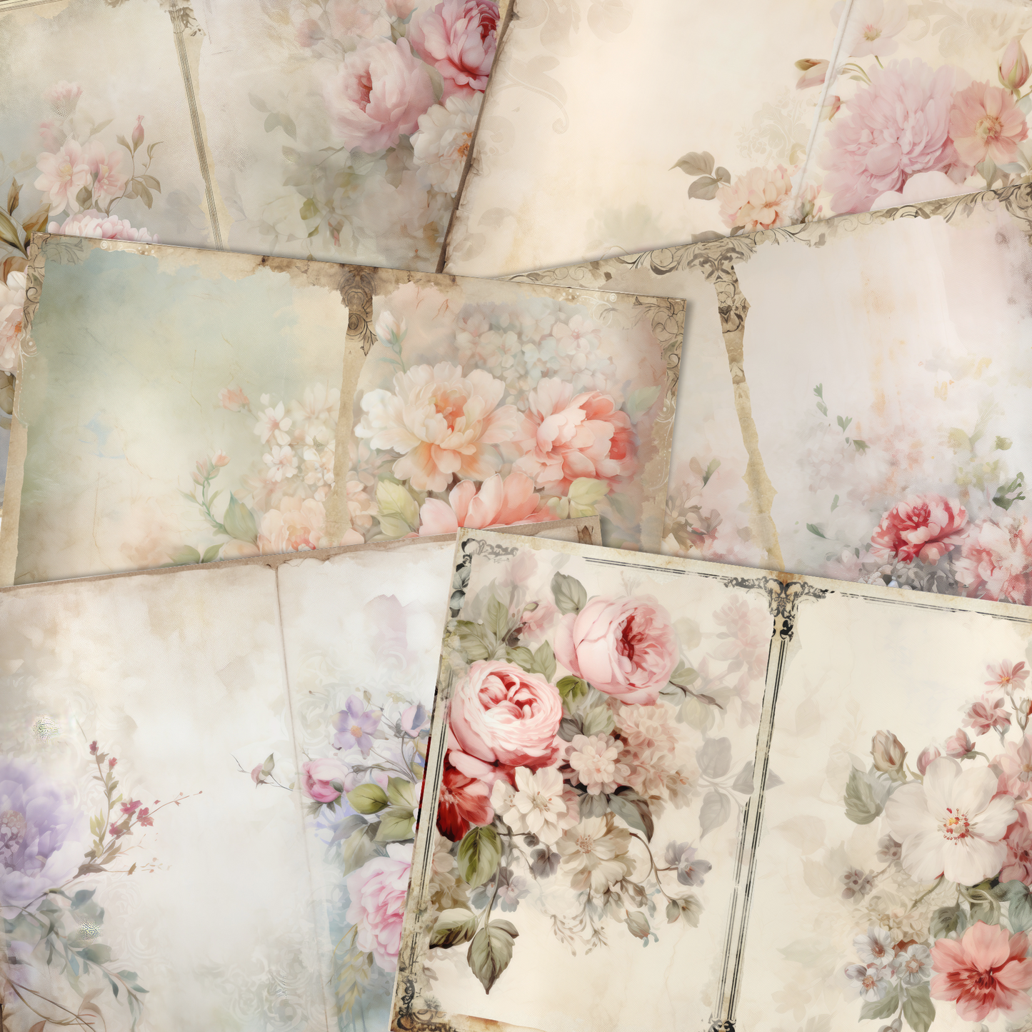 Shabby Chic Florals Vol 1 - Junk Journal & Scrapbooking Papers