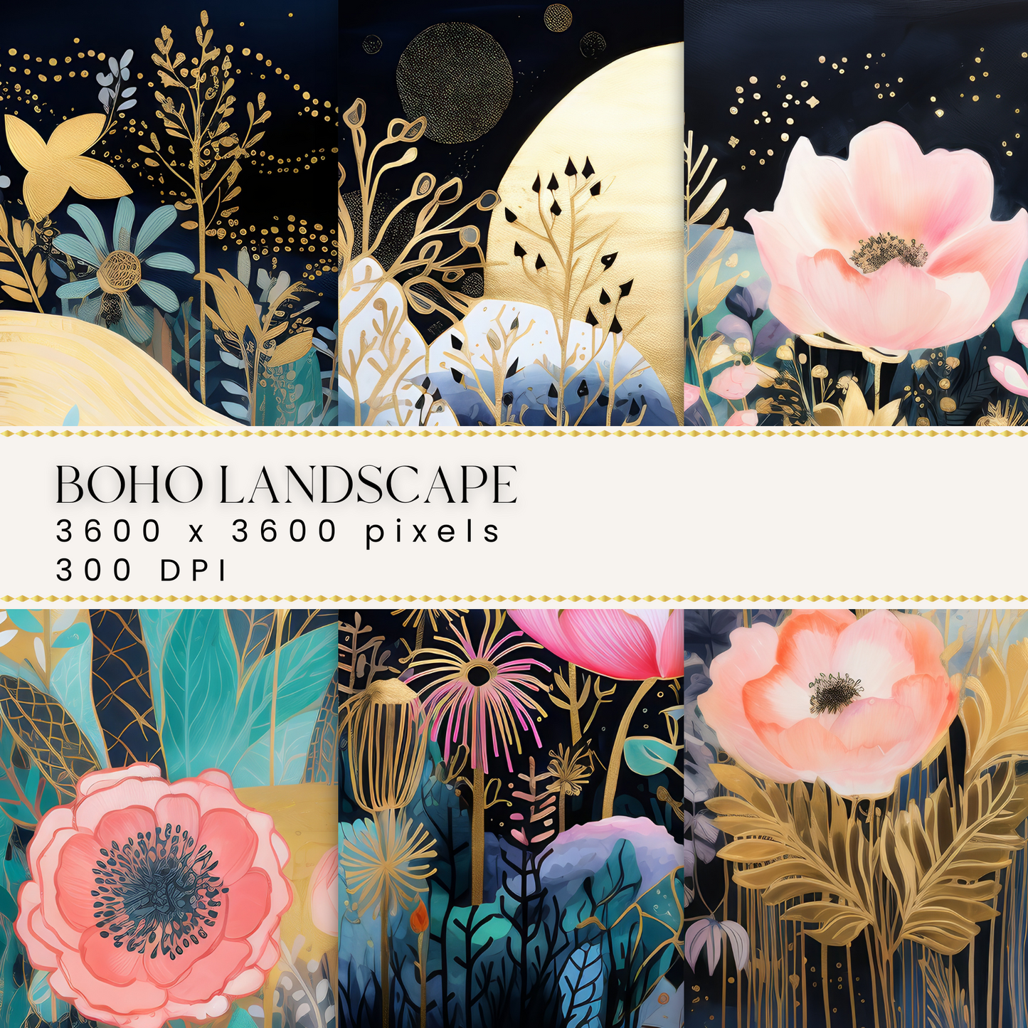 Boho Landscape Digital Papers