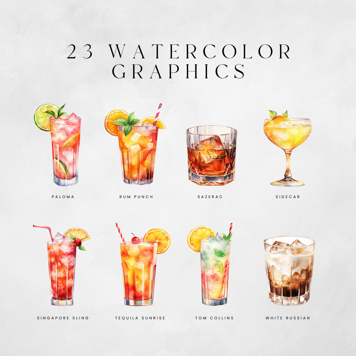 Watercolor Cocktails Volume 1 Clipart Pack