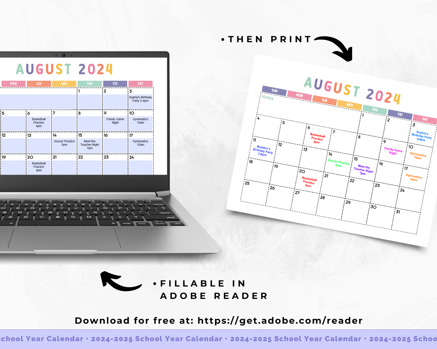 2024-2025 School Year Calendar (Fillable PDF)