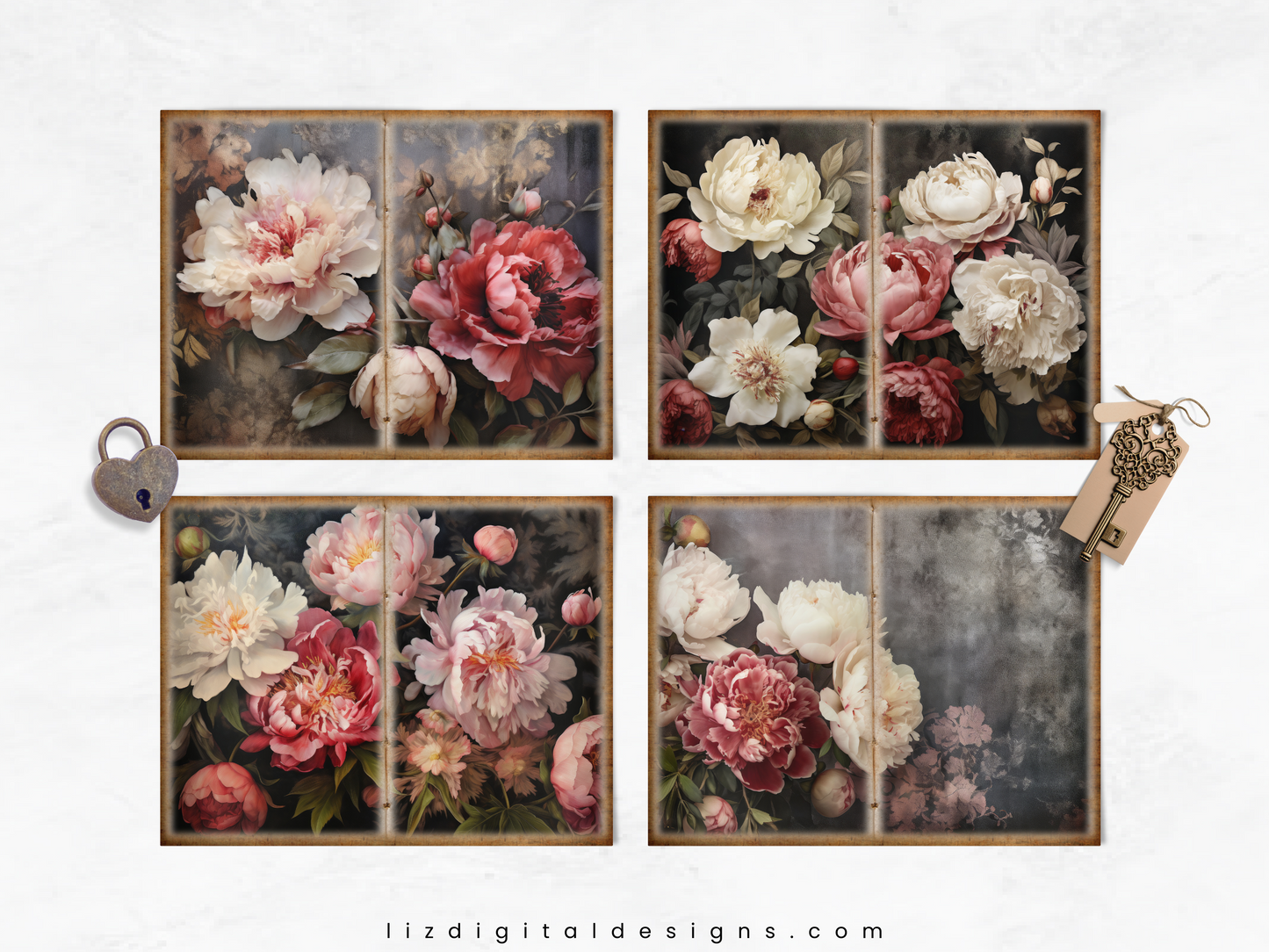 Vintage Peonies Vol 3 - Junk Journal & Scrapbooking Paper