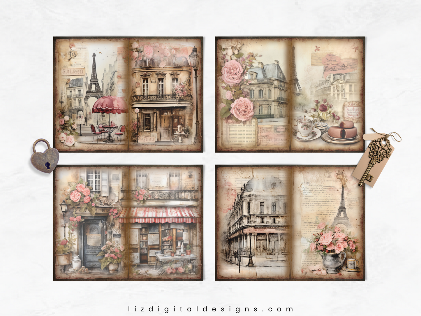 Paris Charm - Junk Journal & Scrapbooking Papers