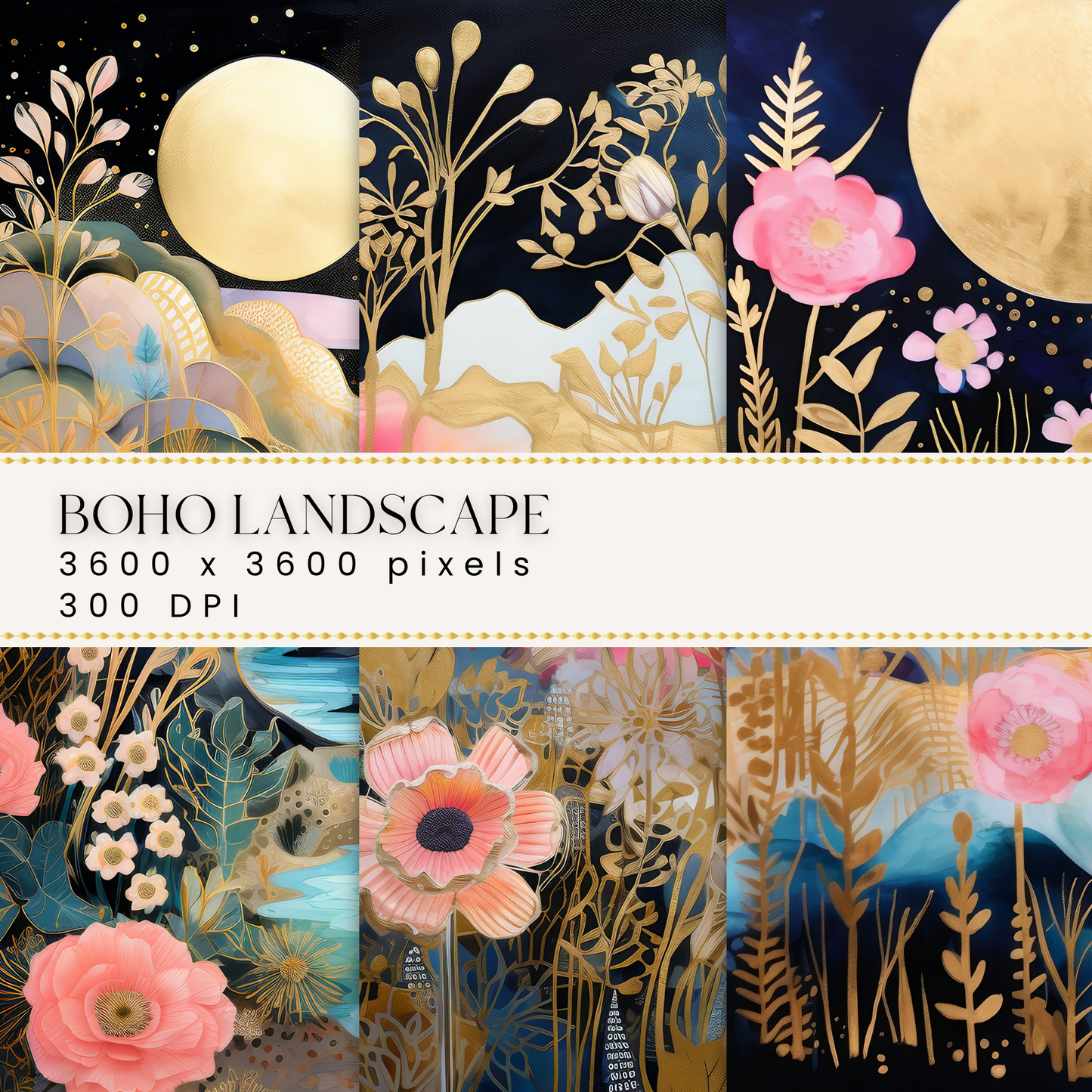 Boho Landscape Digital Papers