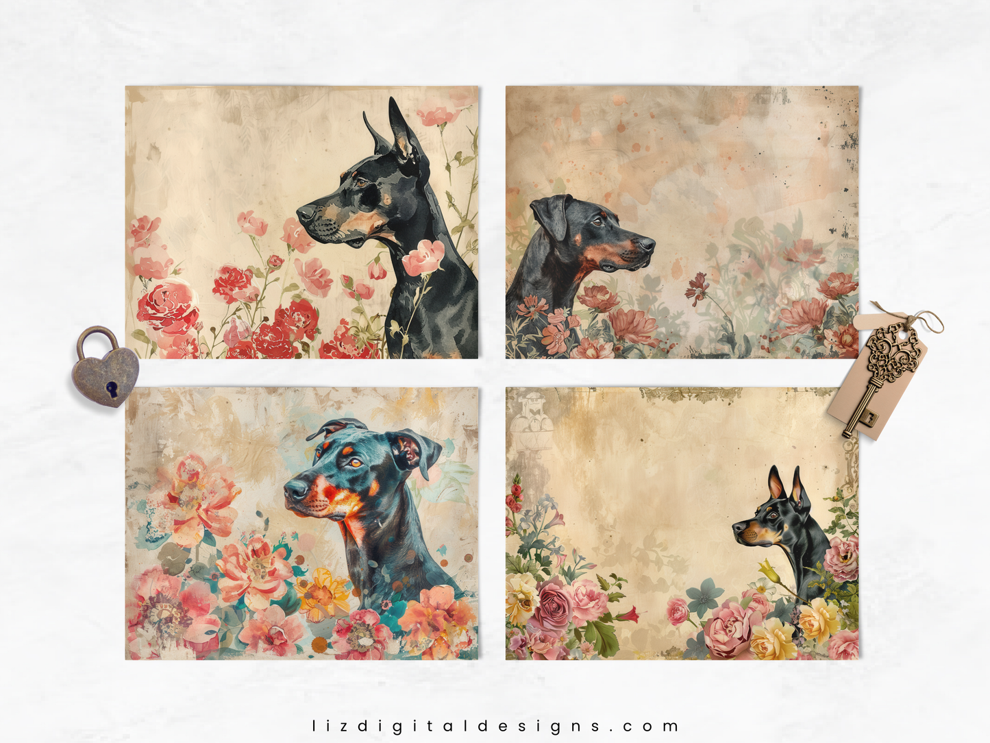 Doberman Pinschers Vol 2 - Junk Journal & Scrapbooking Paper