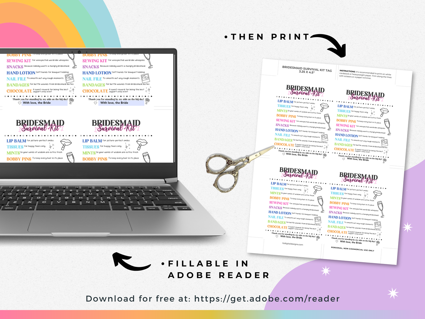 Bridesmaid Survival Kit Tags