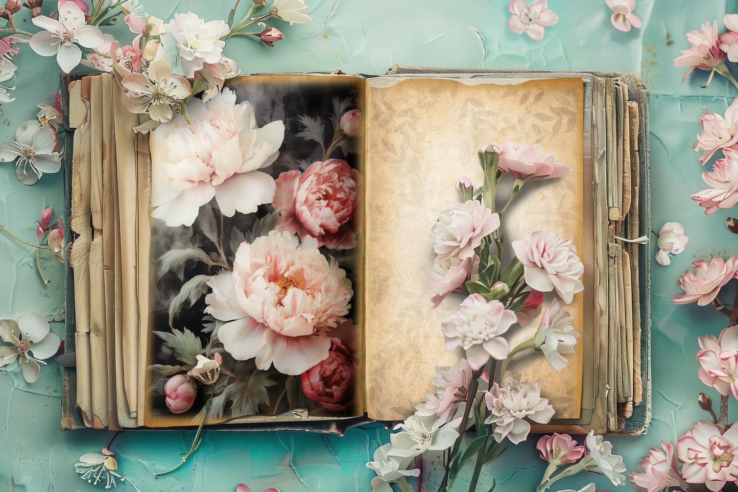 Vintage Peonies Vol 1 - Junk Journal & Scrapbooking Papers