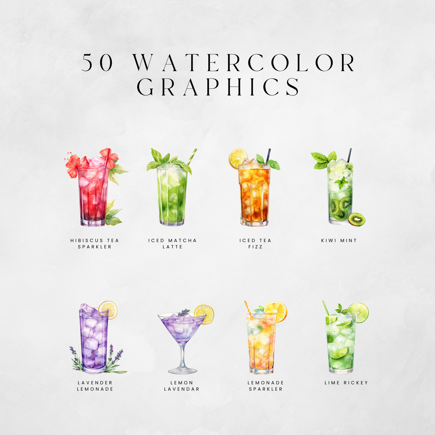 Mocktails & Garnish Clipart Pack