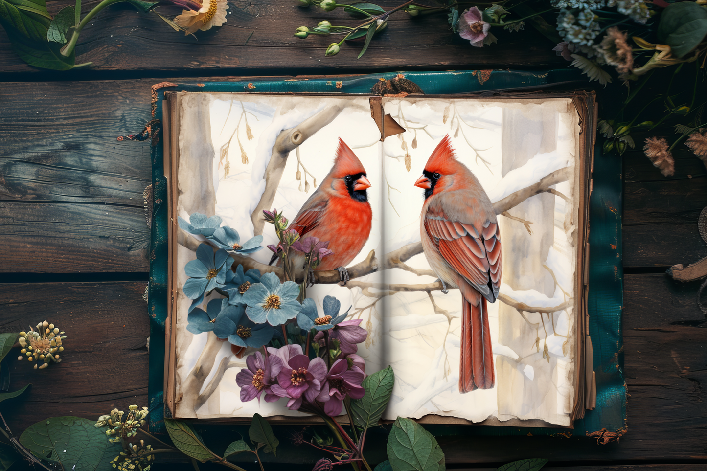 Red Cardinals - Junk Journal & Scrapbooking Papers