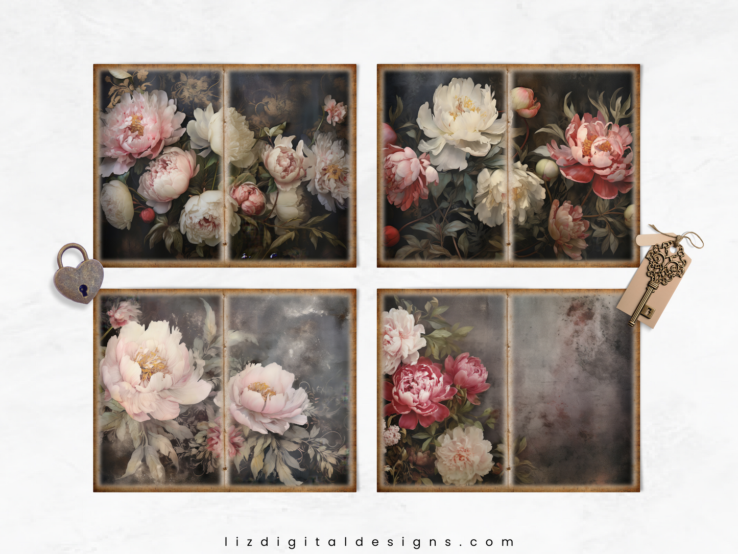 Vintage Peonies Vol 4 - Junk Journal & Scrapbooking Paper