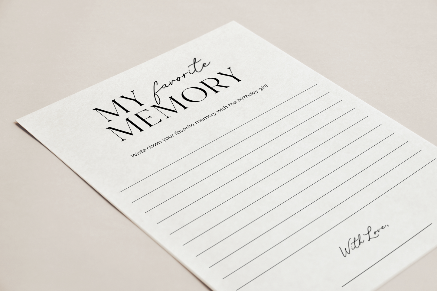 My Favorite Memory - Birthday Party Game