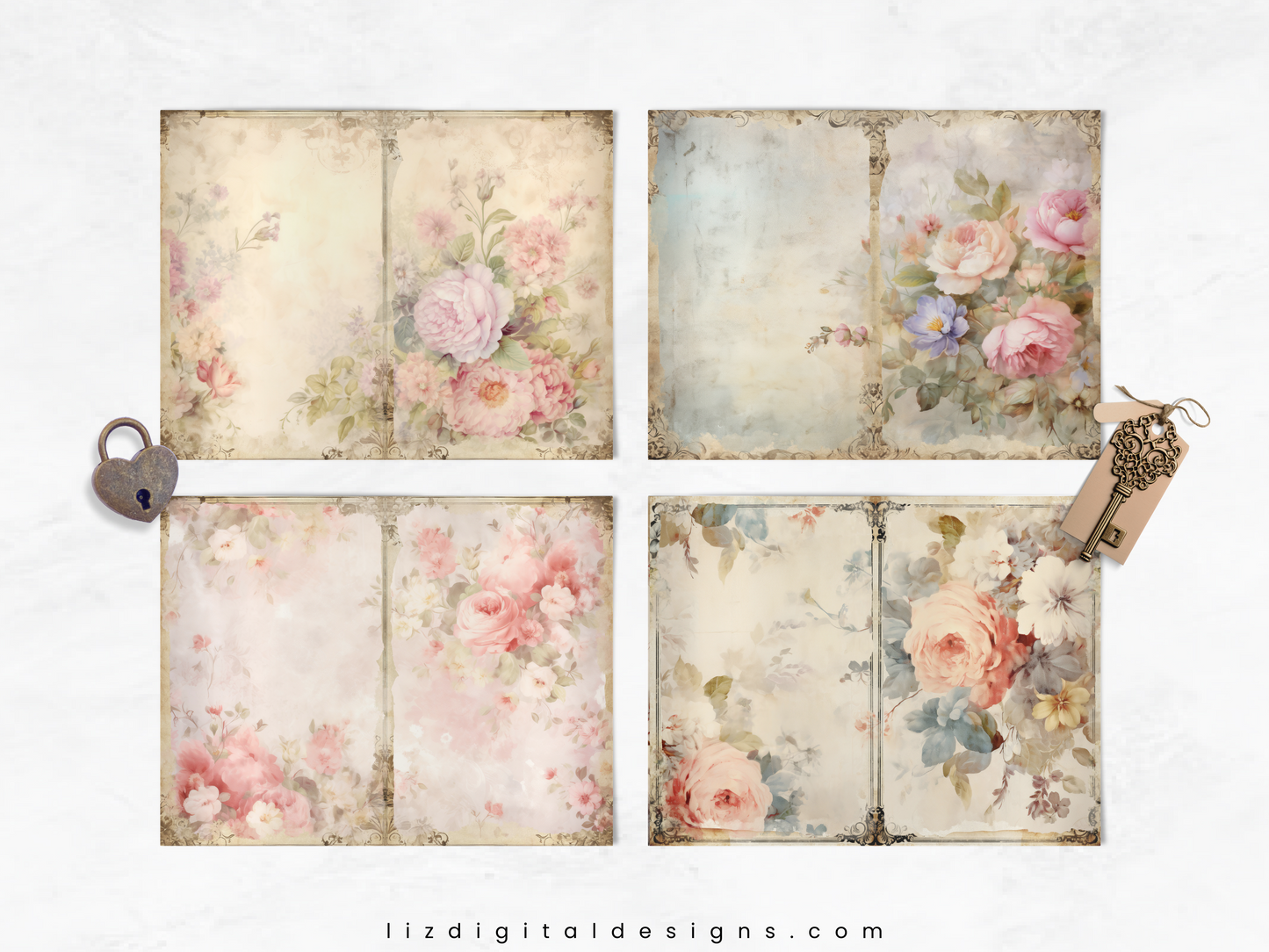 Shabby Chic Florals Vol 2 - Junk Journal & Scrapbooking Paper