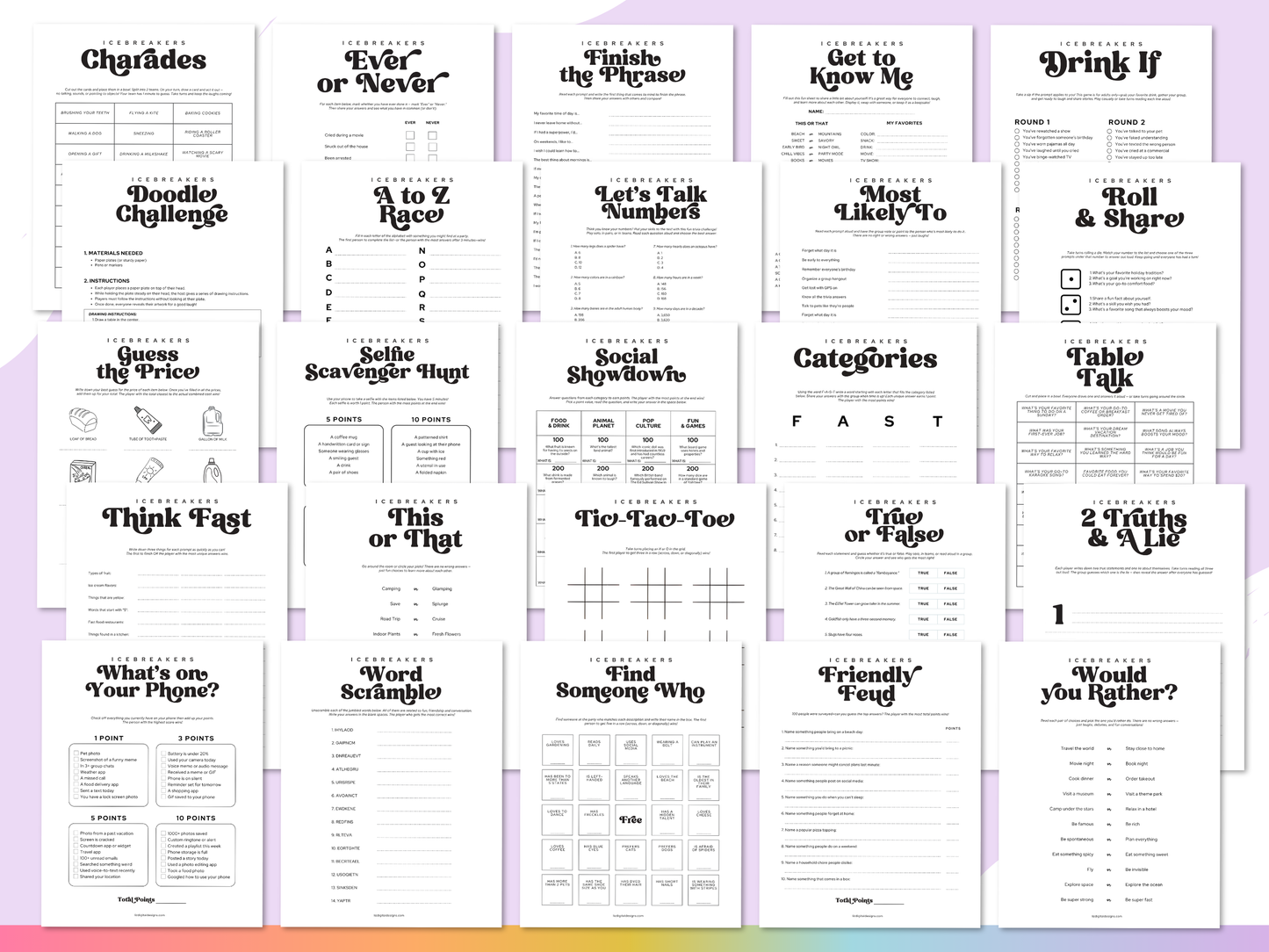 Icebreakers Party Game Pack (25 Games)